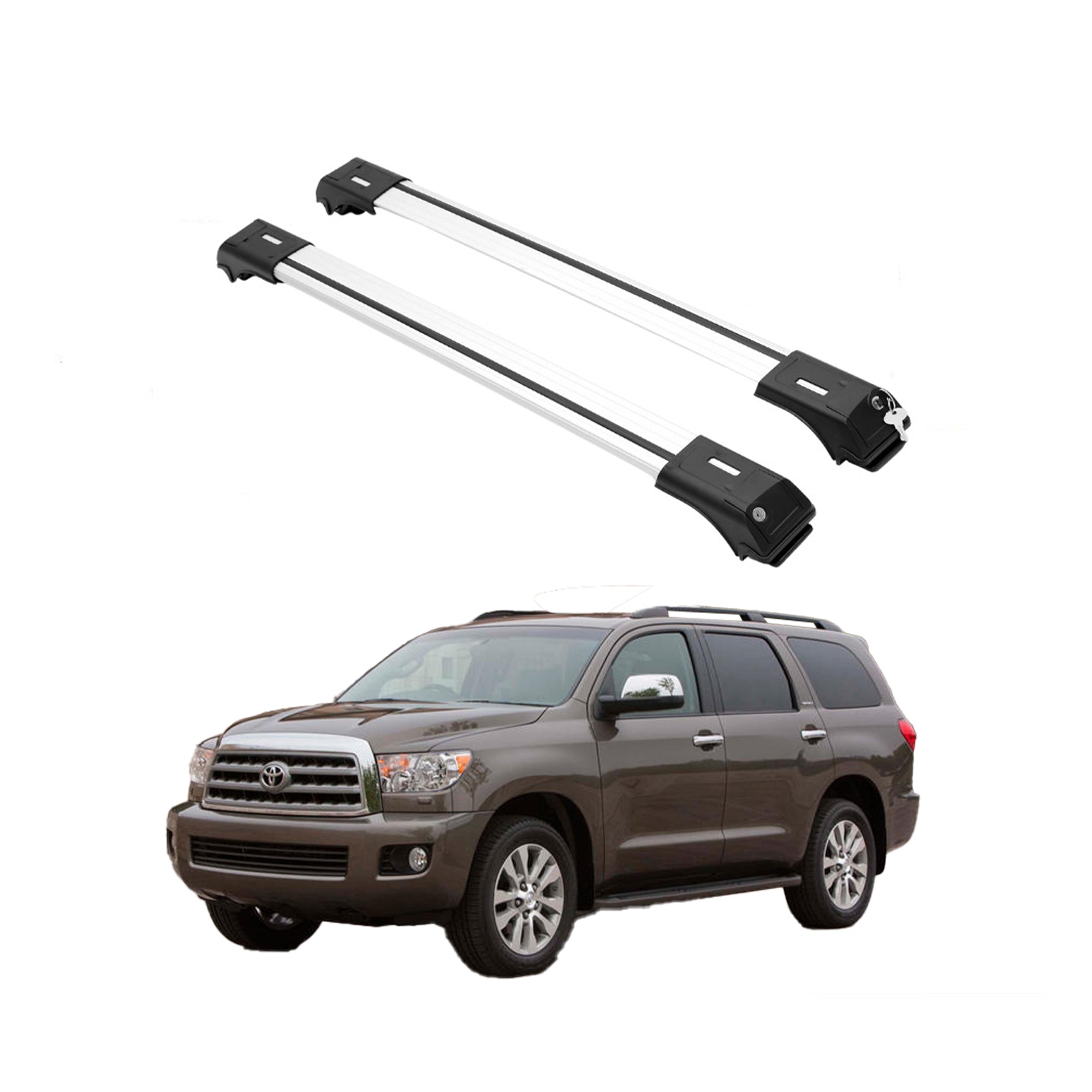Toyota Sequoia 2008-2022 Lockable Roof Rack Cross Bars Black