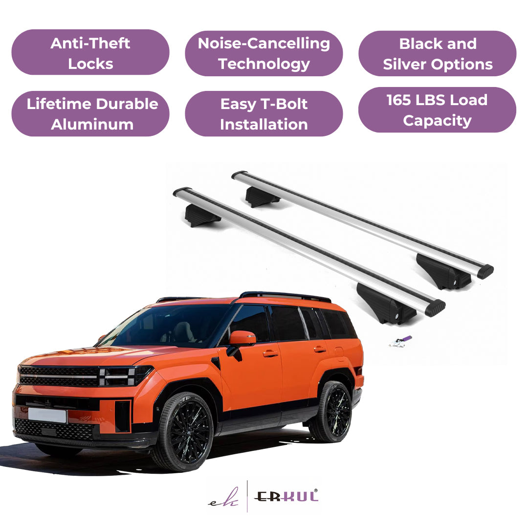 Roof Rack Cross Bars with Extended Bar Design for Hyundai Santa Fe 2024-25 Silver