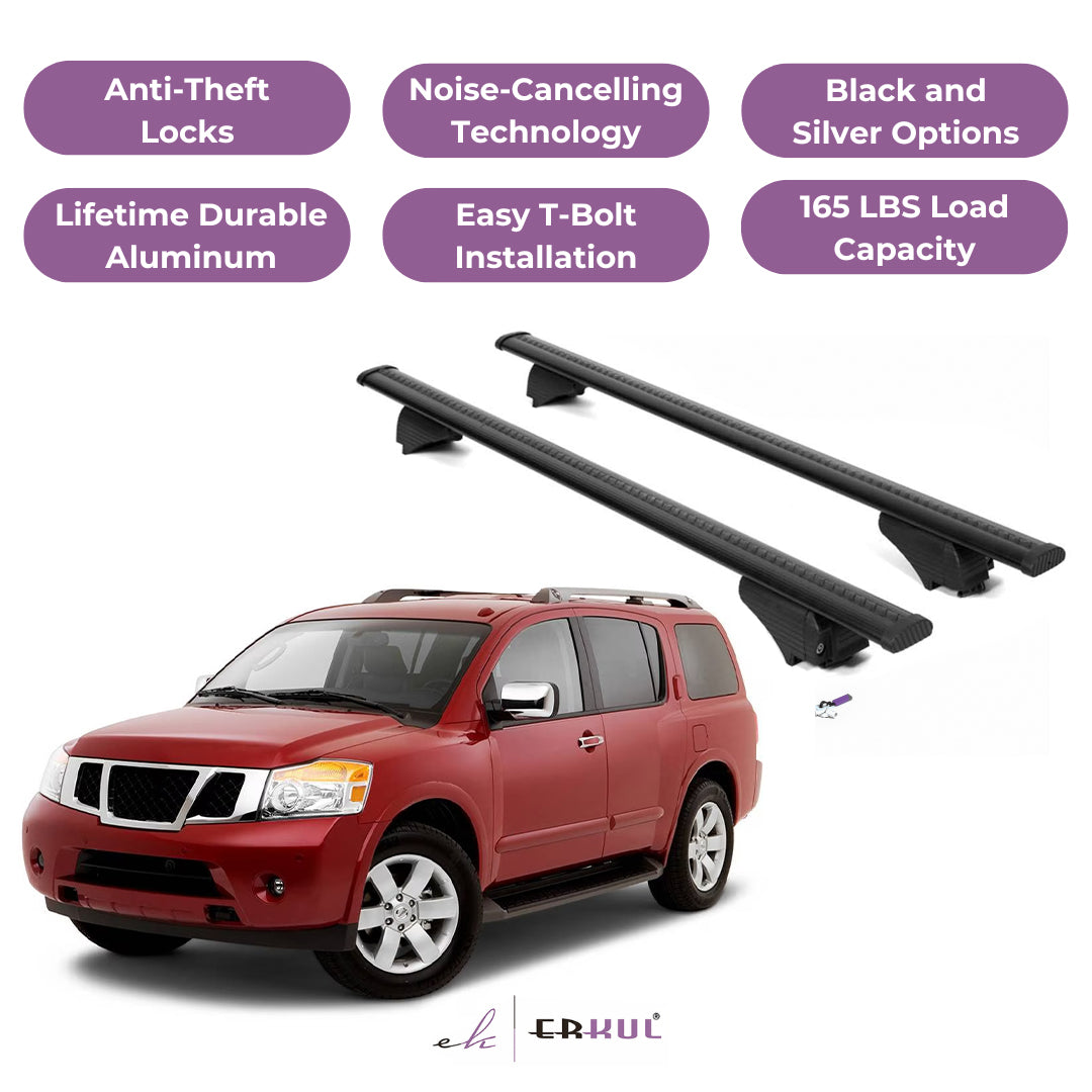 Roof Rack Cross Bars with Extended Bar Design for Nissan Armada 2008-2015 - Black