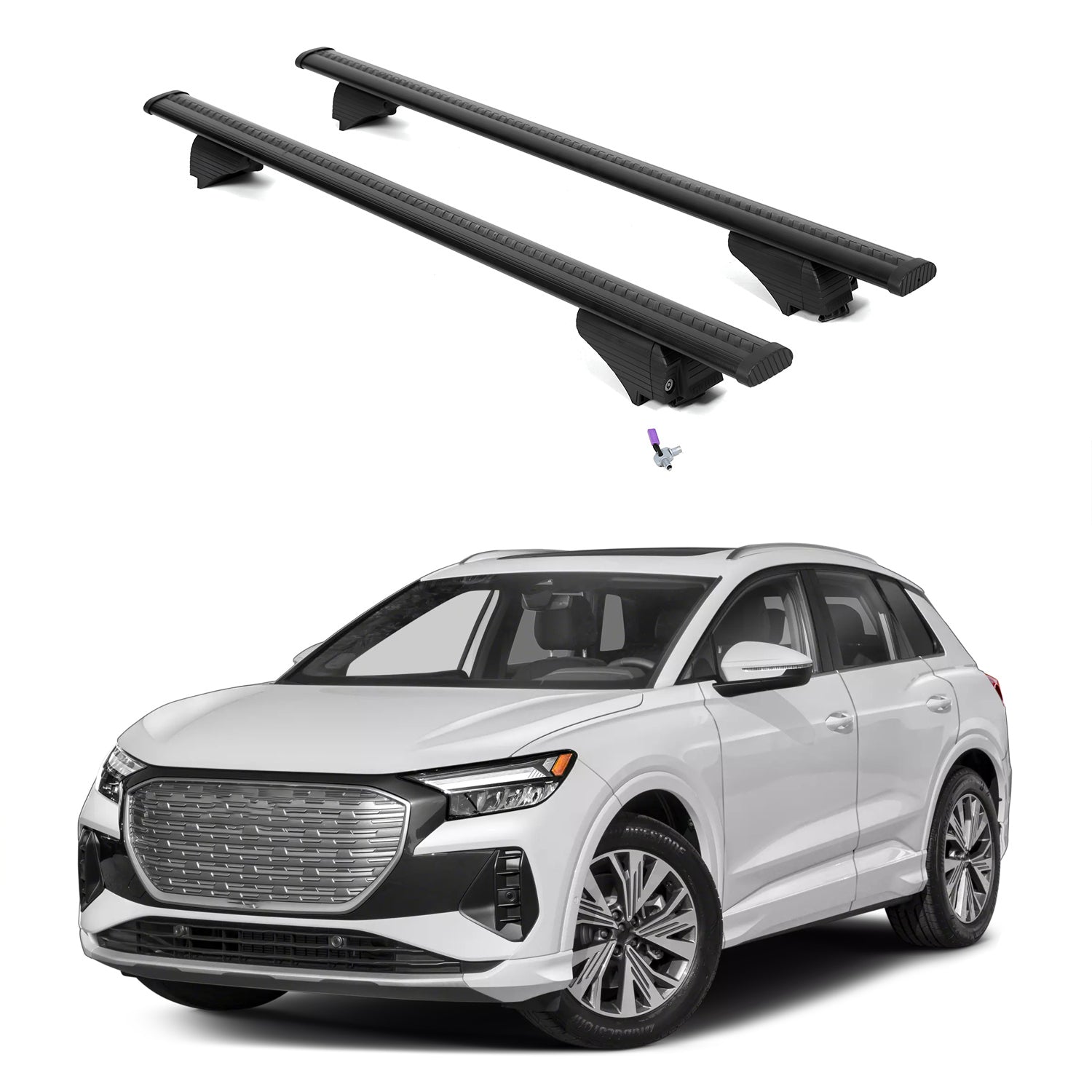 ERKUL Roof Rack Cross Bars for Audi Q4 e-tron 2022-2026 with Flush Rails - Black