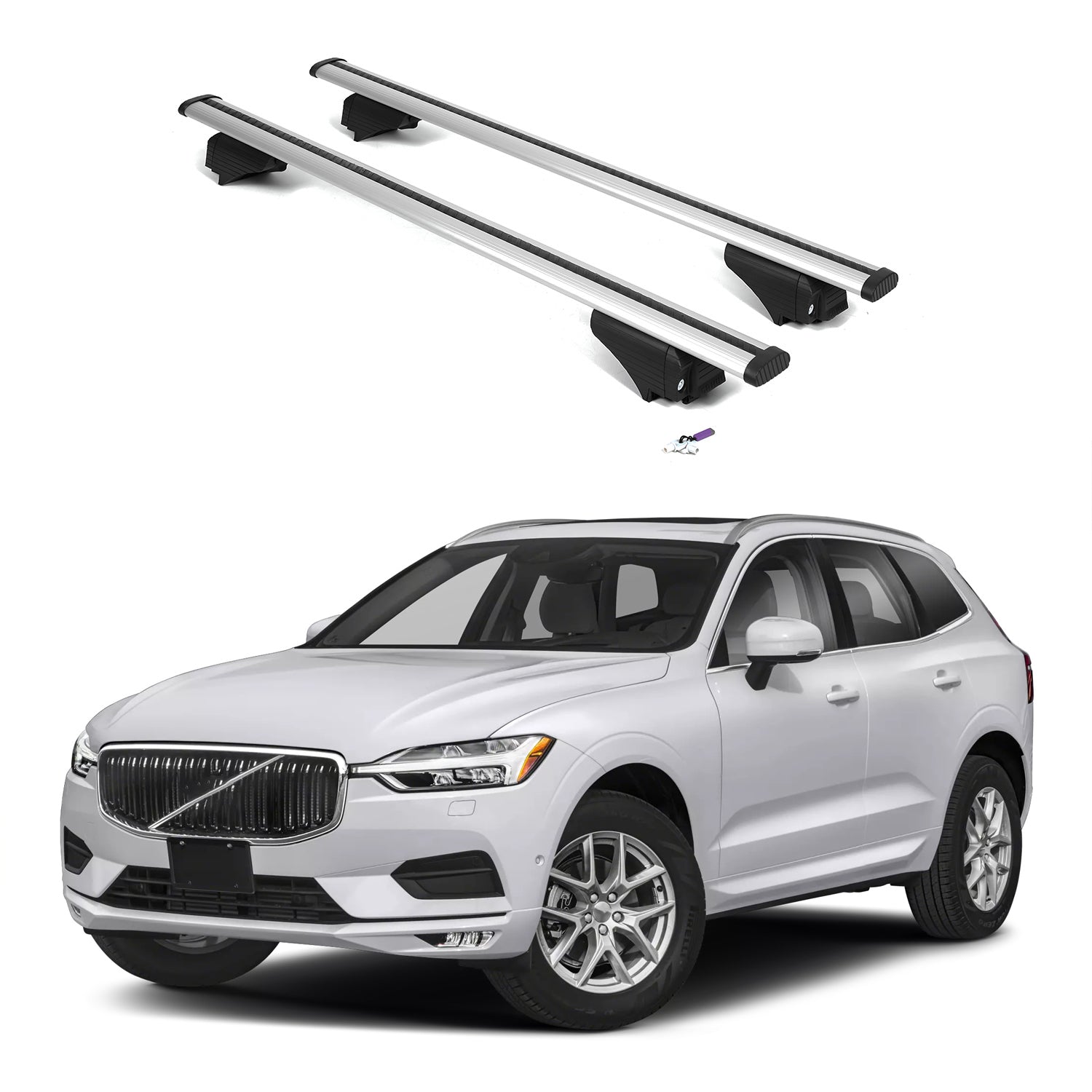 ERKUL Roof Rack Cross Bars for Volvo XC60 2018-2026 with Flush Rails - Silver