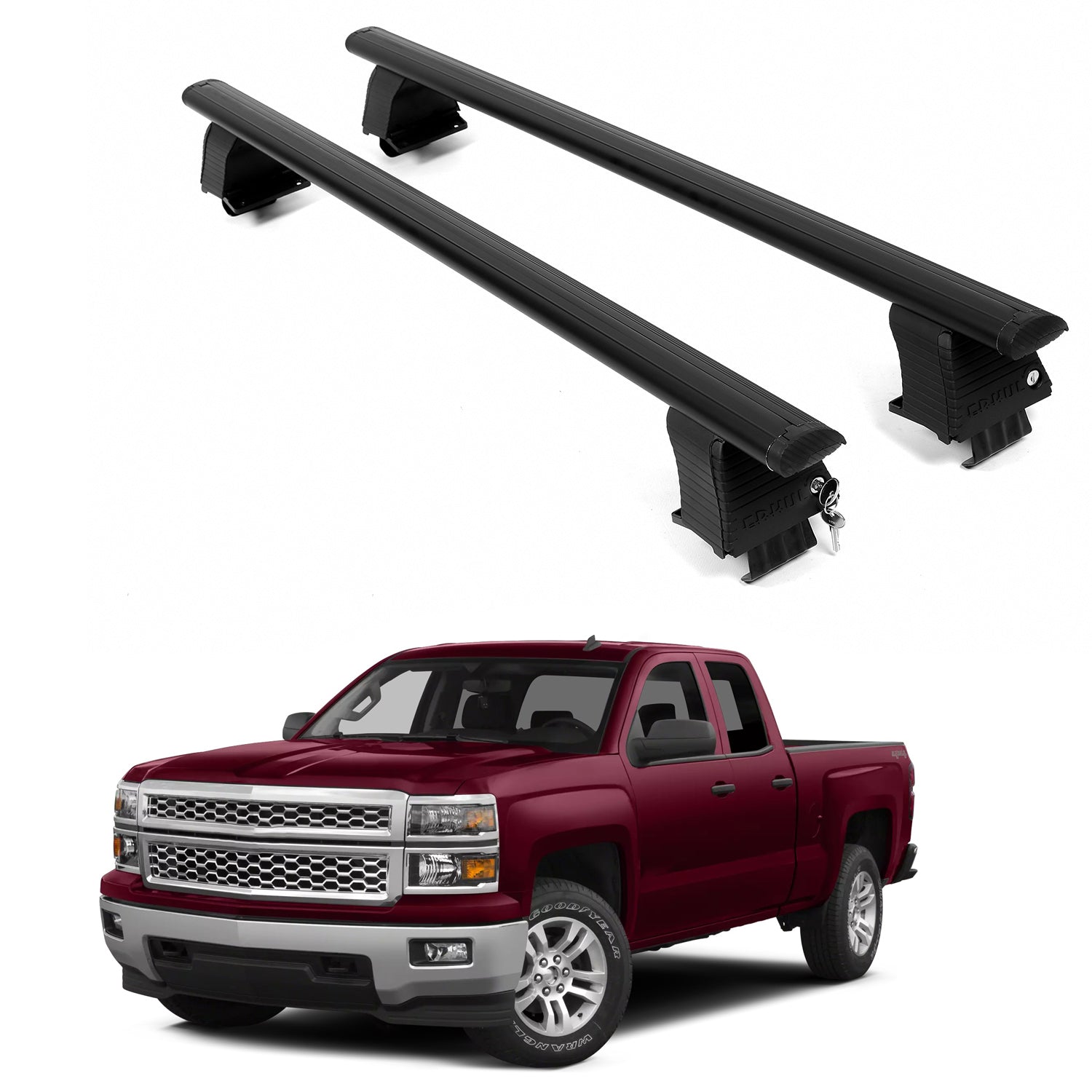 ERKUL Roof Rack Crossbars For CHEVROLET SILVERADO 1500 2014-2018
