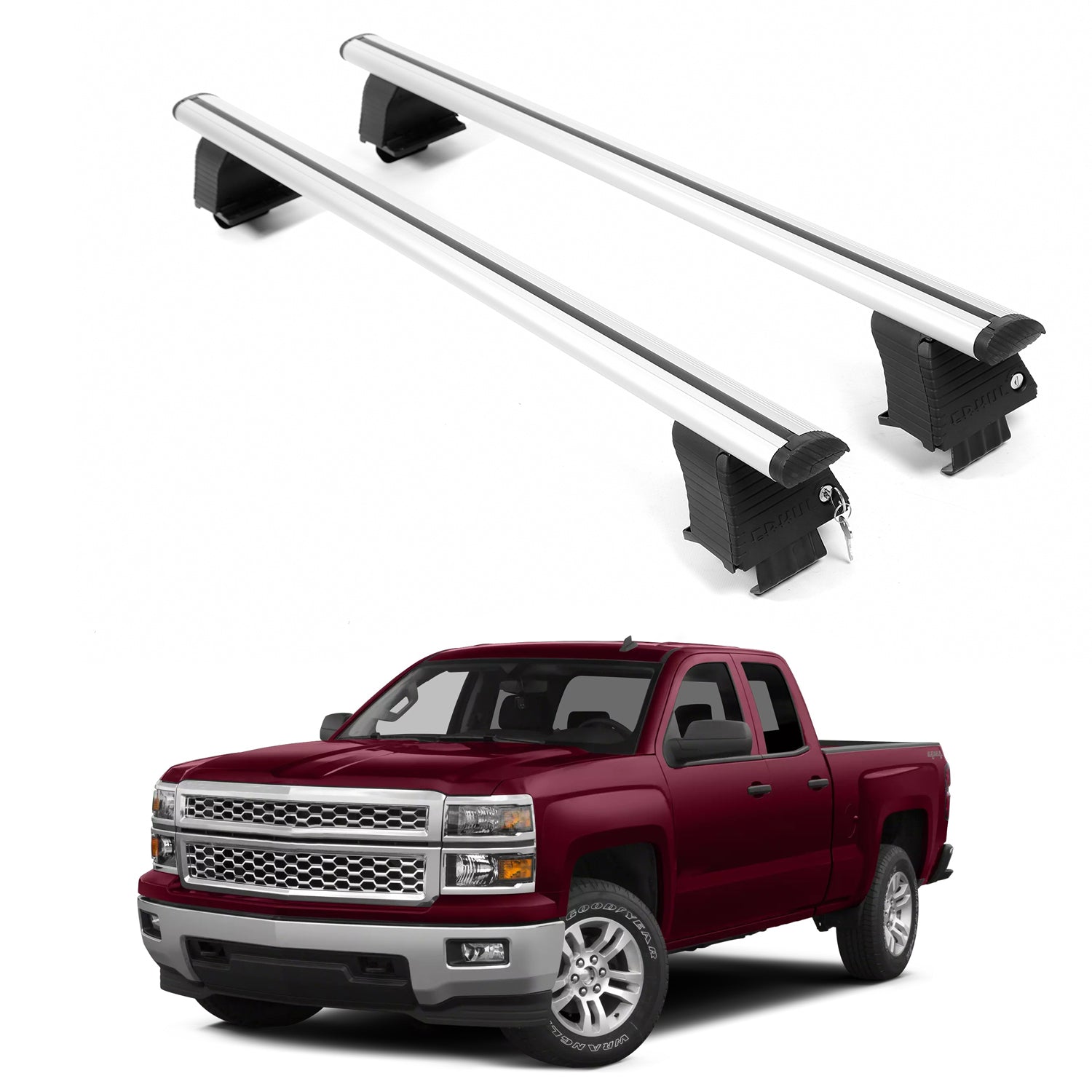 ERKUL Roof Rack Crossbars For CHEVROLET SILVERADO 1500 2014-2018