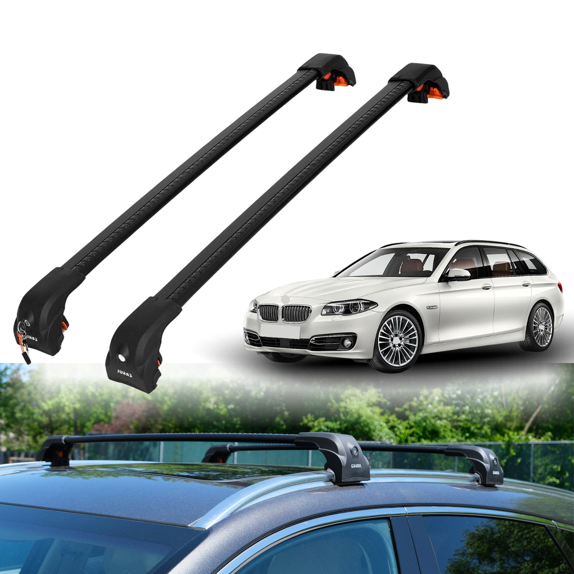 ERKUL Roof Rack Crossbars For BMW 5 SERI ESTATE 2010-2017