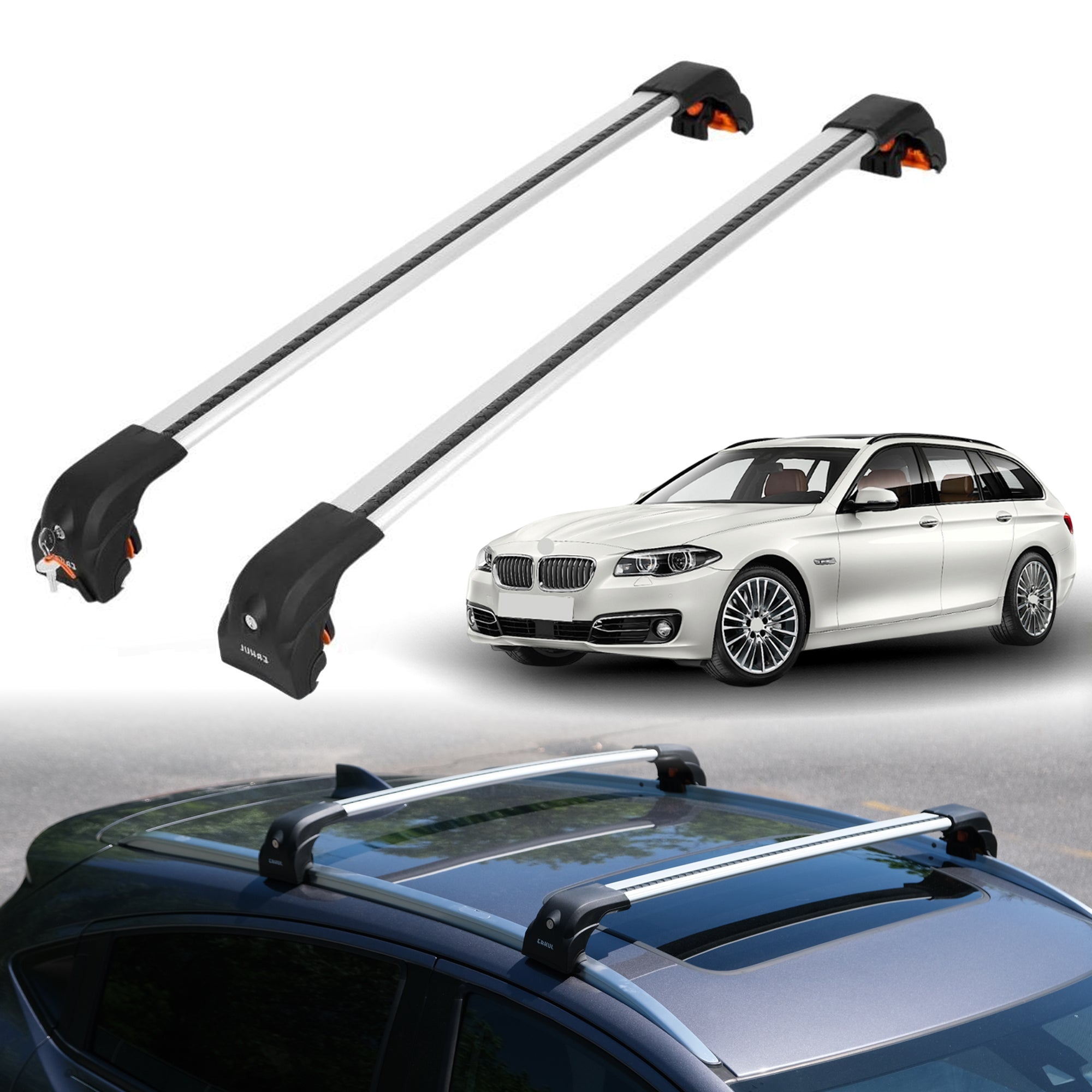 ERKUL Roof Rack Crossbars For BMW 5 SERI ESTATE 2010-2017