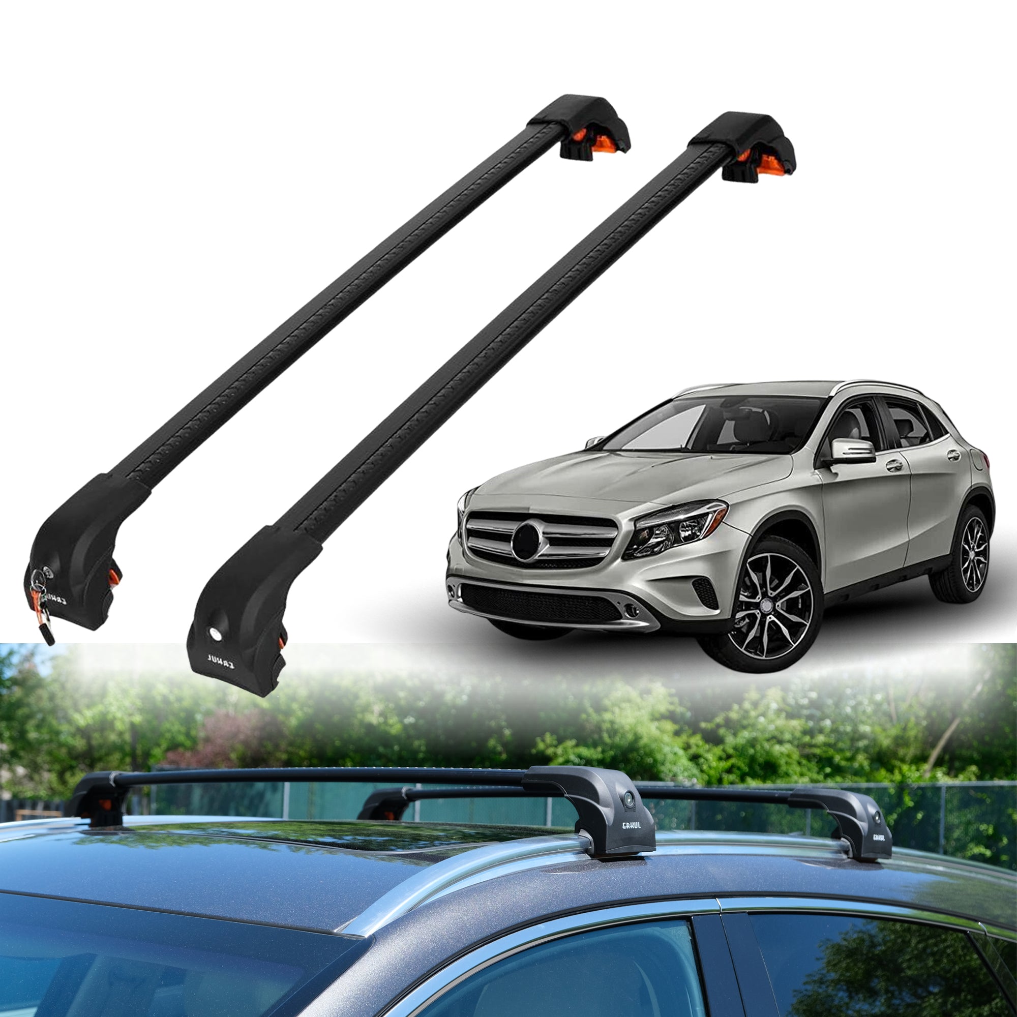 ERKUL Roof Rack Crossbars For MERCEDES-BENZ GLA180/GLA200/GLA250/GLA250/GLA35 AMG/GLA45 AMG 2014-2020