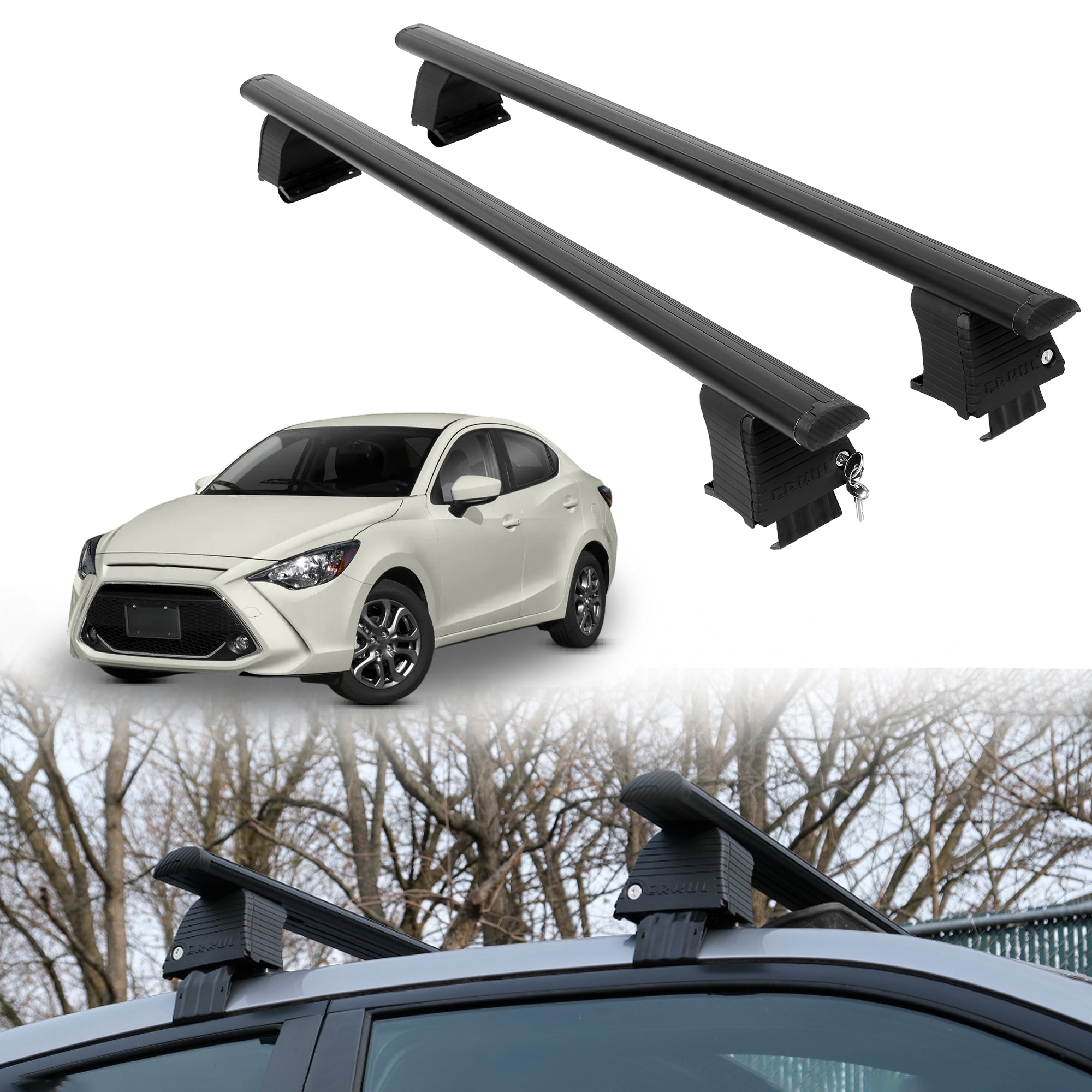 Roof Rack Crossbars for Toyota Yaris Sedan 2019-2020 - Black