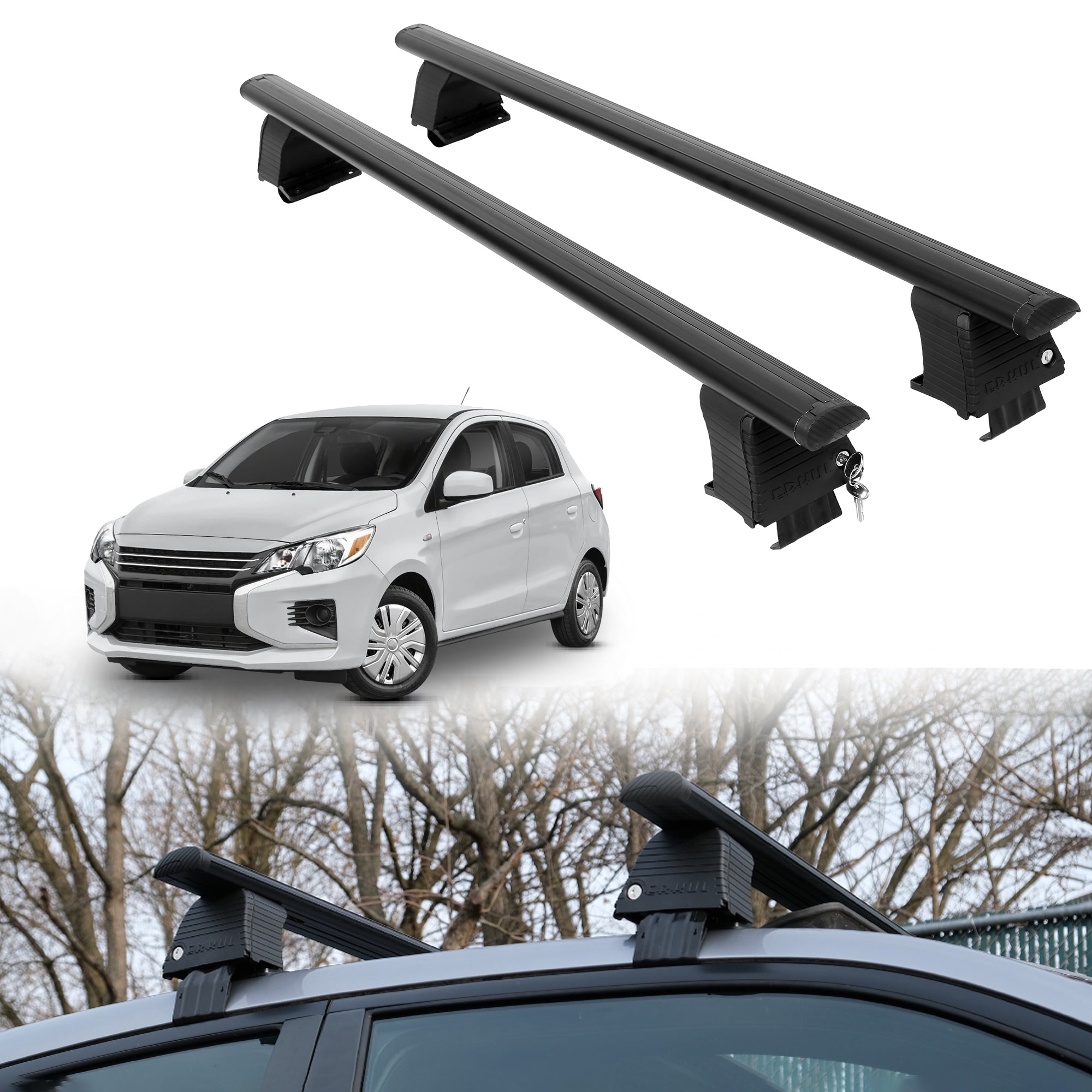 ERKUL Roof Rack Crossbars For MITSUBISHI MIRAGE 2014-2024