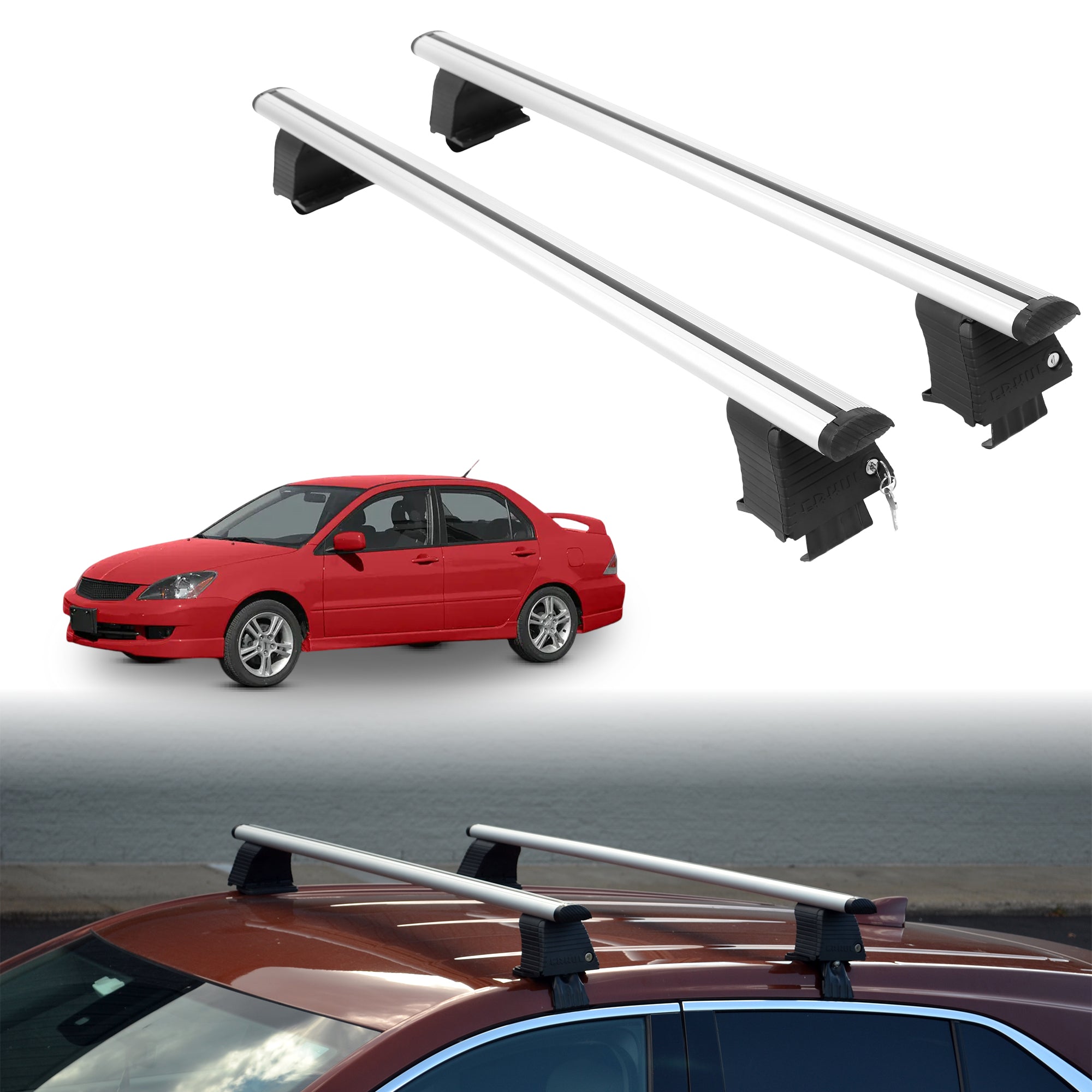 Roof Rack Crossbars for Mitsubishi Lancer 2002-2007 - Silver