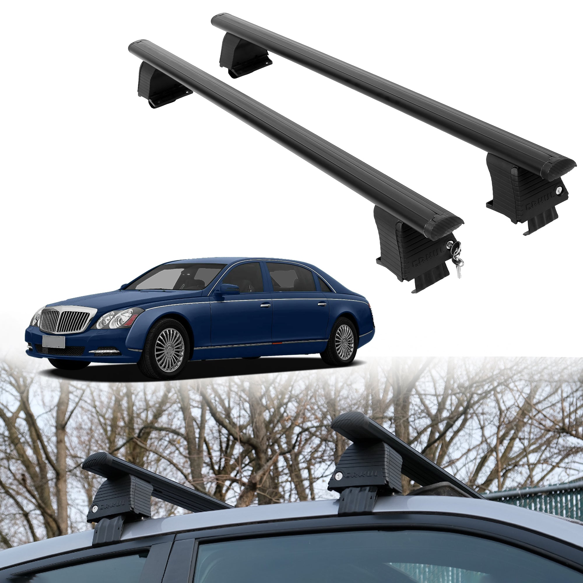 Roof Rack Crossbars for Mercedes-Benz Maybach 2003-2012 - Black