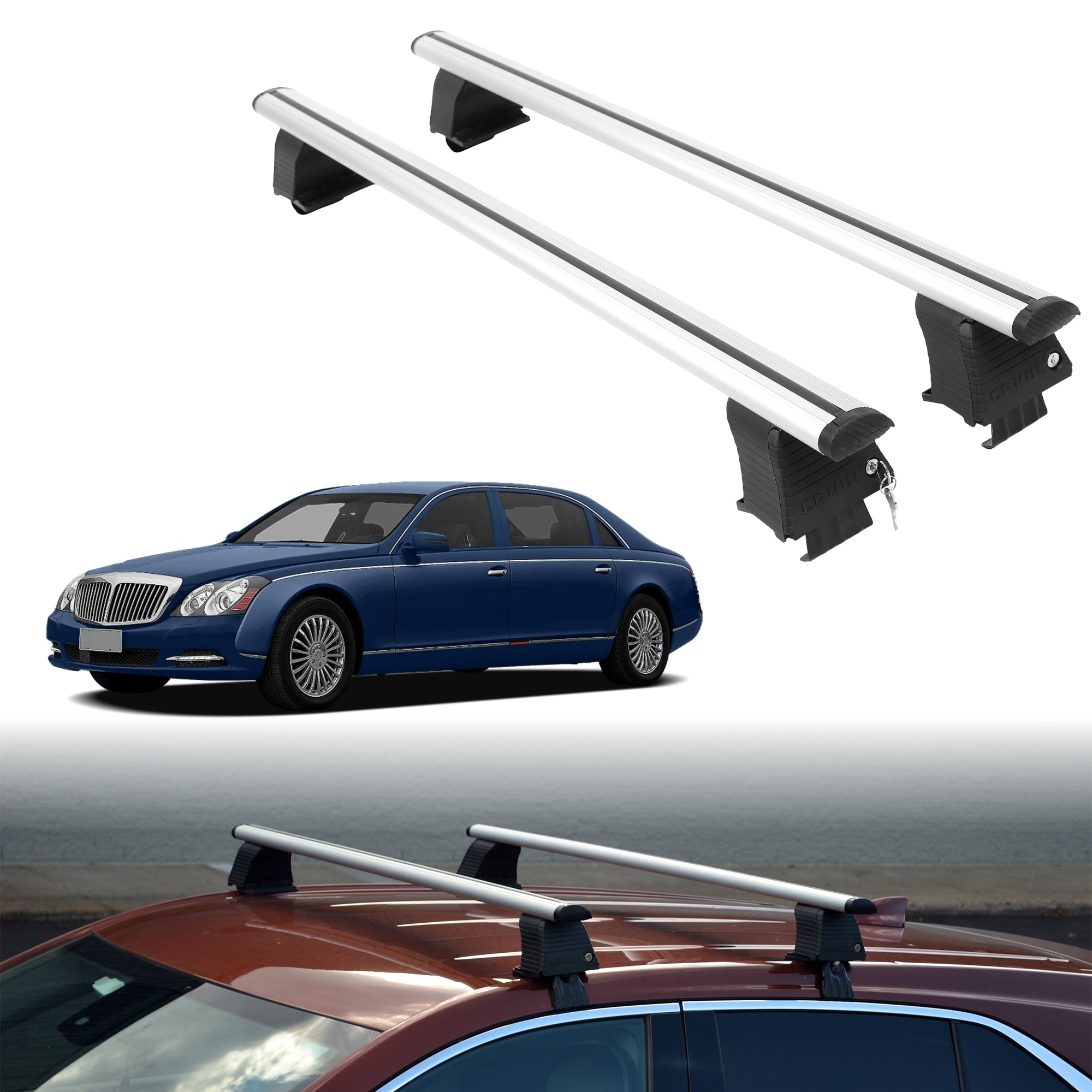 Roof Rack Crossbars for Mercedes-Benz Maybach 2003-2012 - Silver