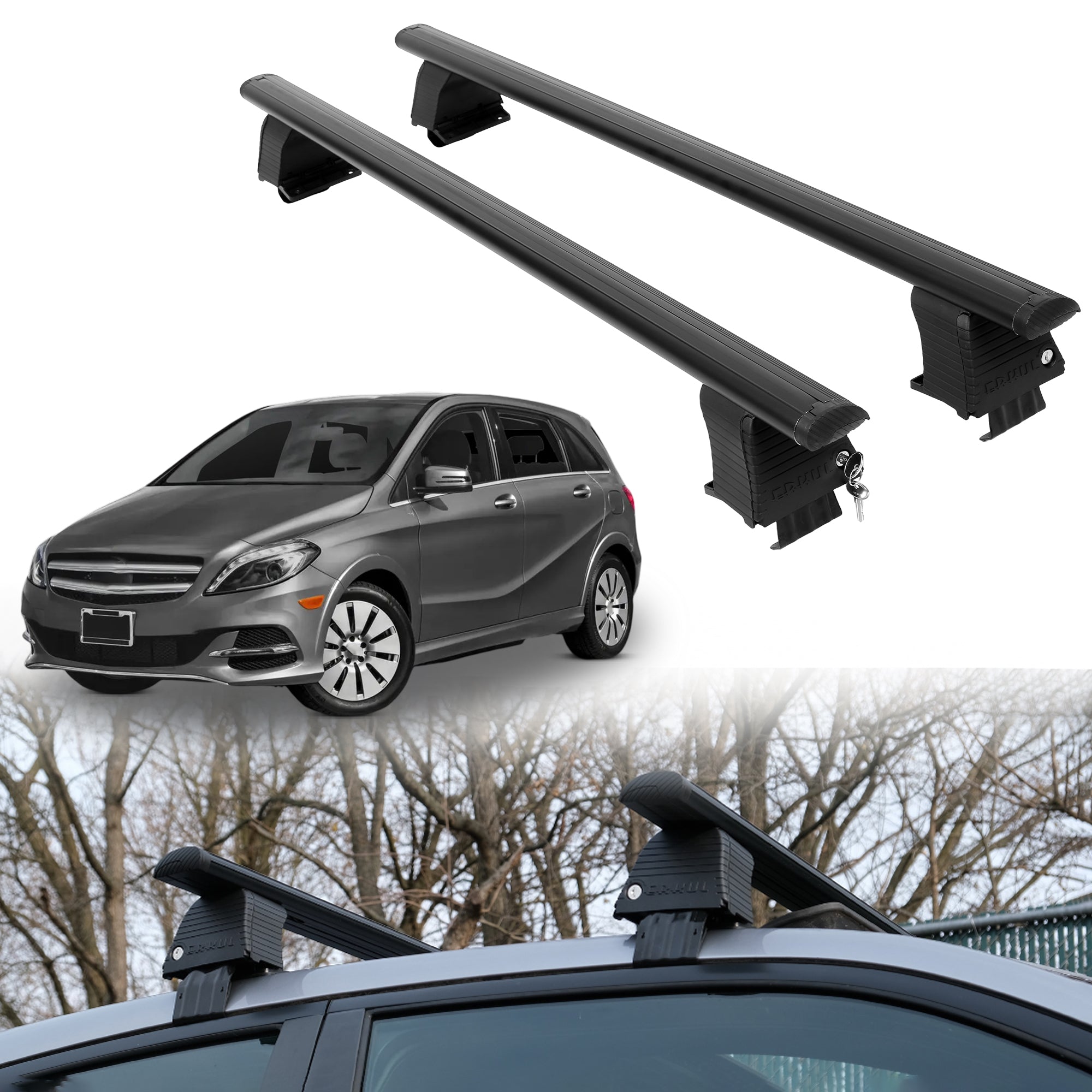ERKUL Roof Rack Crossbars For MERCEDES B-CLASS ELECTRIC DRIVE 2014-2015