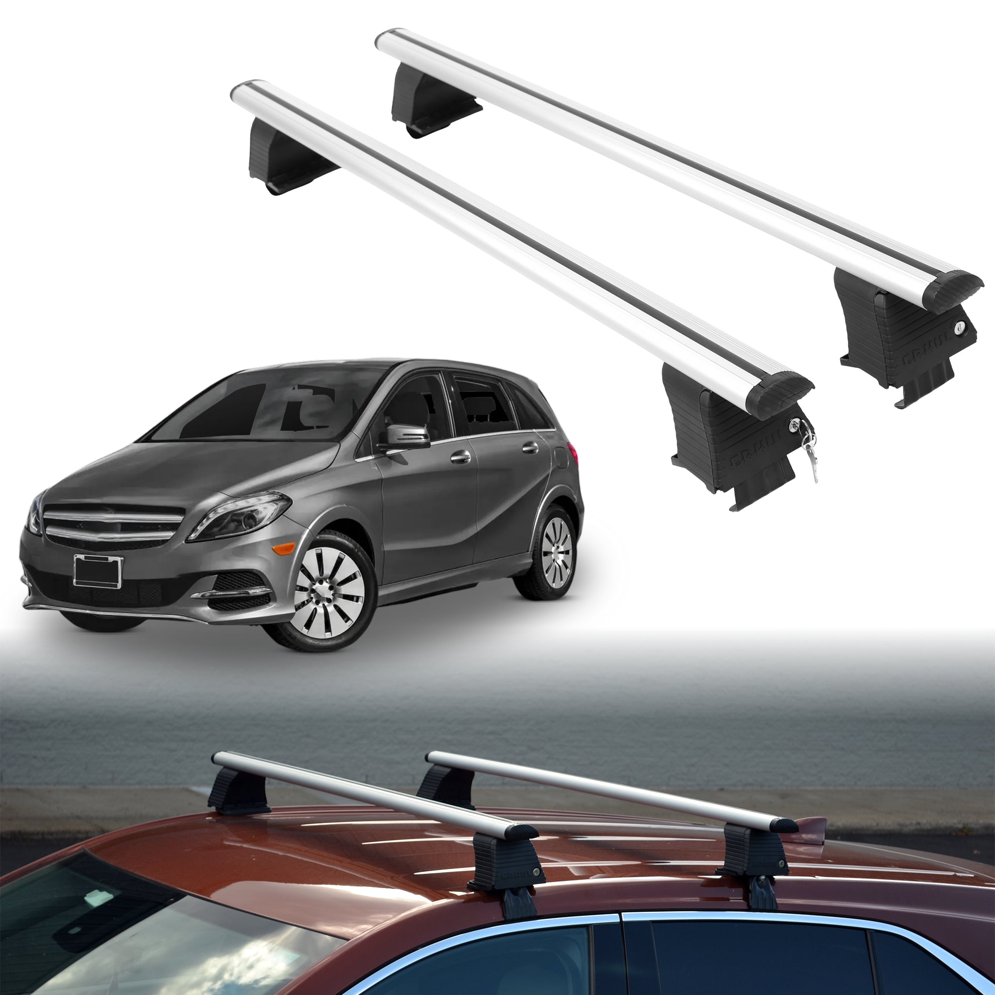 ERKUL Roof Rack Crossbars For MERCEDES B-CLASS ELECTRIC DRIVE 2014-2015