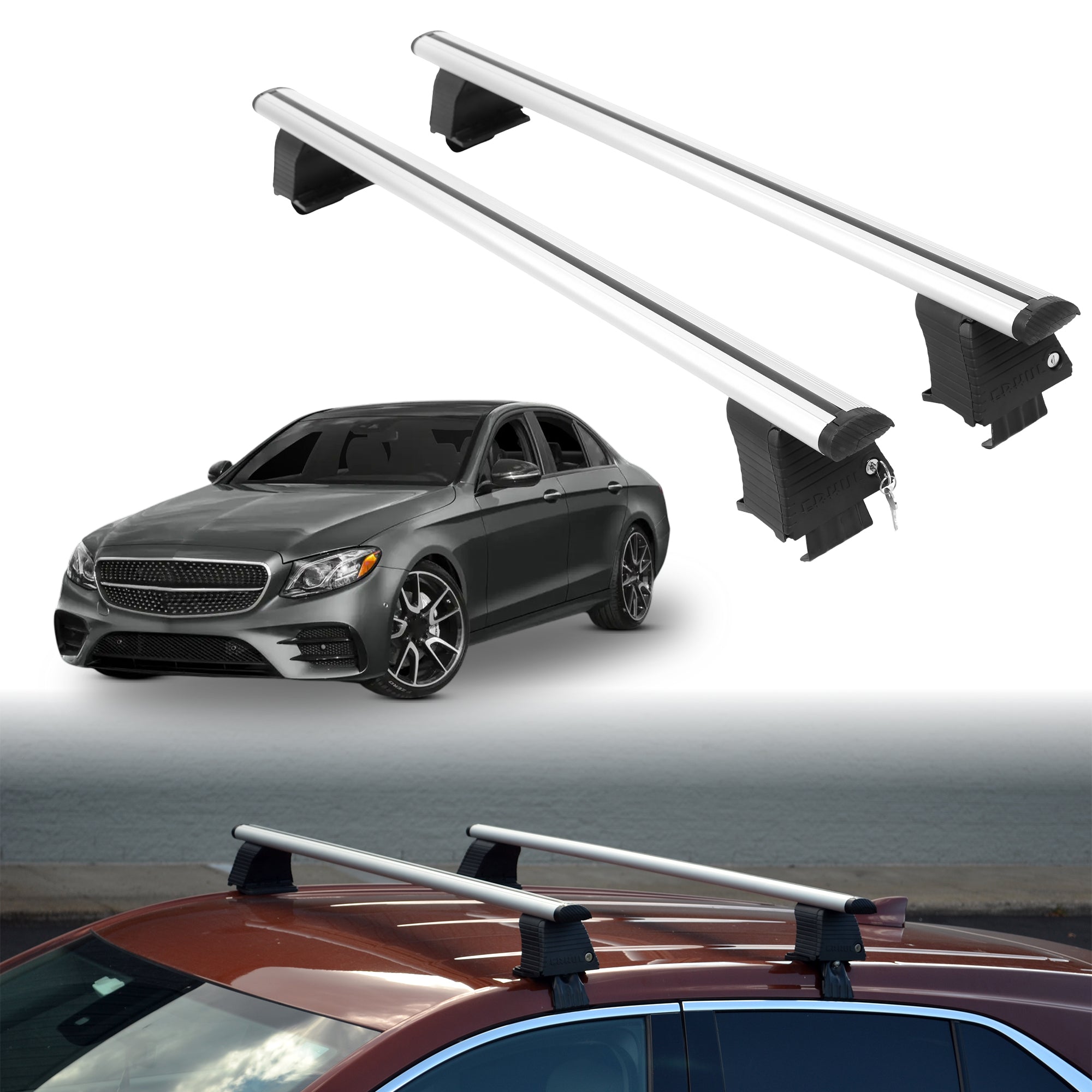 Roof Rack Crossbars for Mercedes-Benz AMG E 43 2017-2018 - Silver