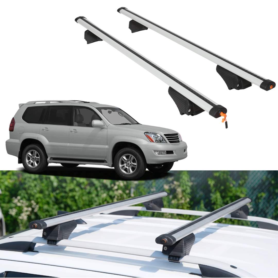 Roof Rack Crossbars for Lexus GX 470 2002-2009 Fits Raised Rails - Silver