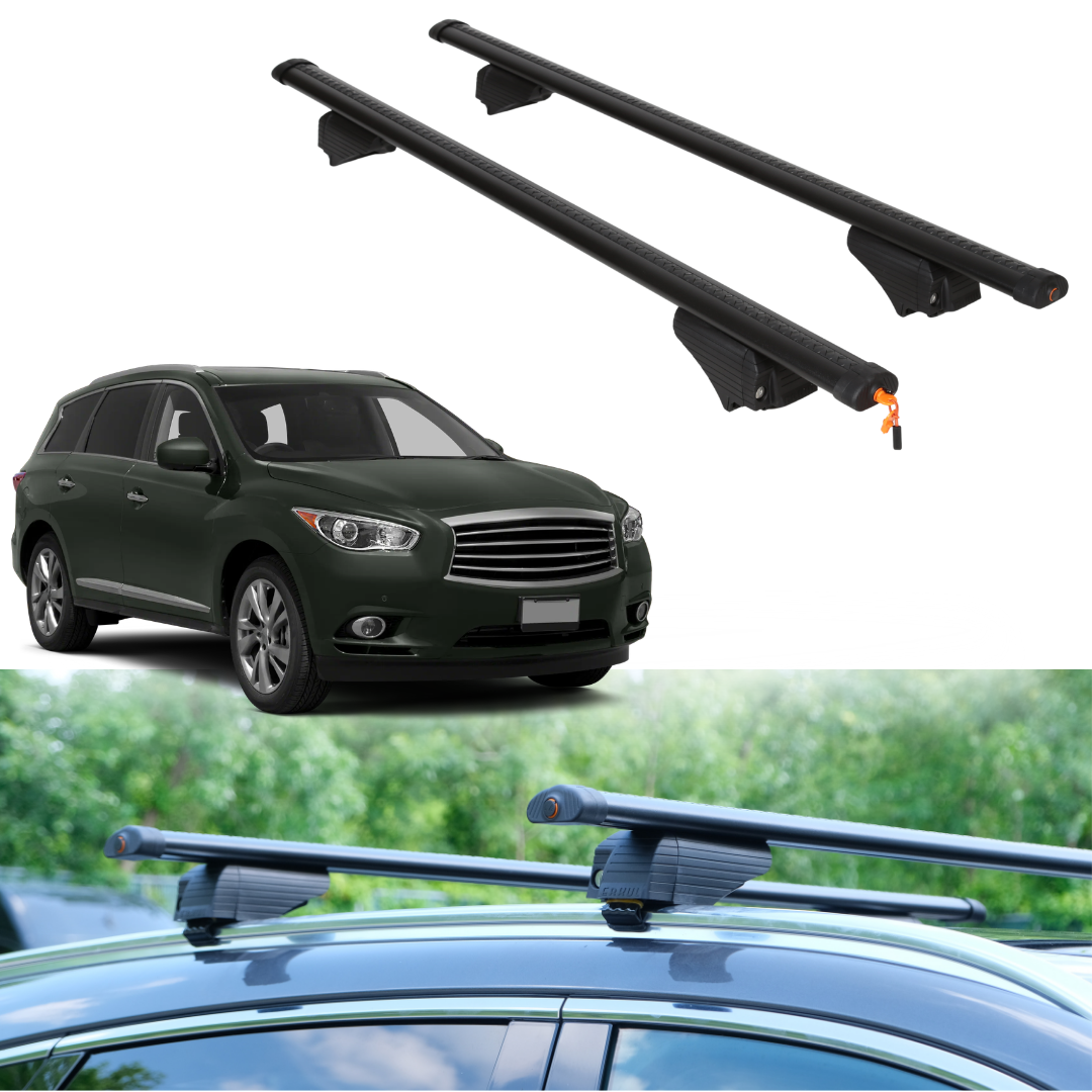 Roof Rack Crossbars for INFINITI JX35 2013 Fits Flush Rails - Black