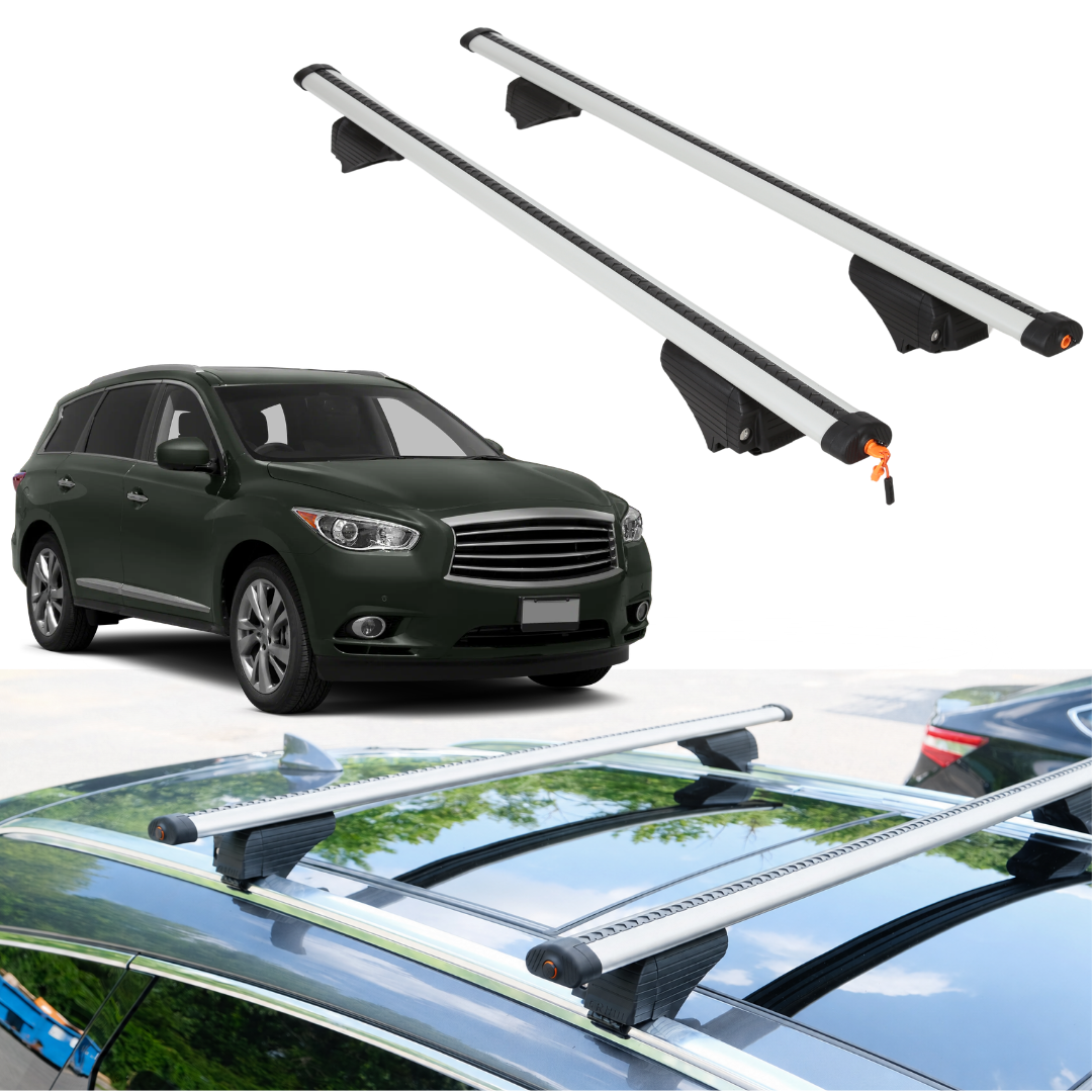 Roof Rack Crossbars for INFINITI JX35 2013 Fits Flush Rails - Silver