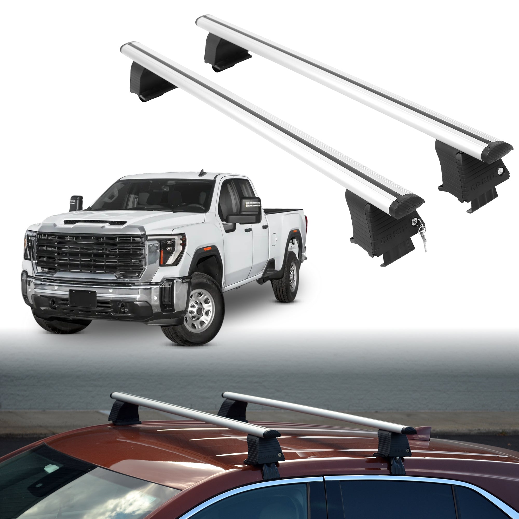 ERKUL Roof Rack Crossbars For GMC SIERRA 3500 2020-2026