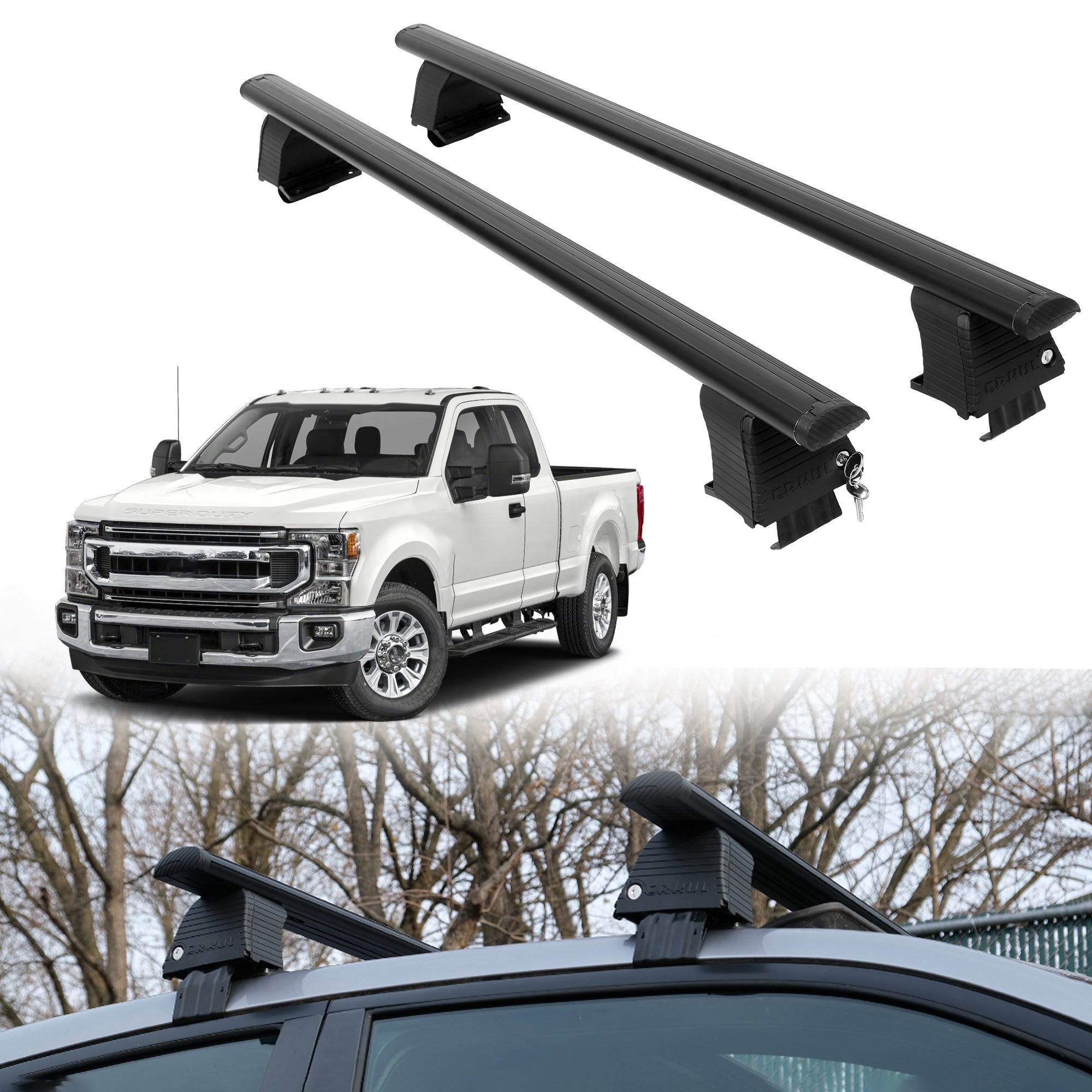 ERKUL Roof Rack Crossbars For FORD F-350 2017-2022