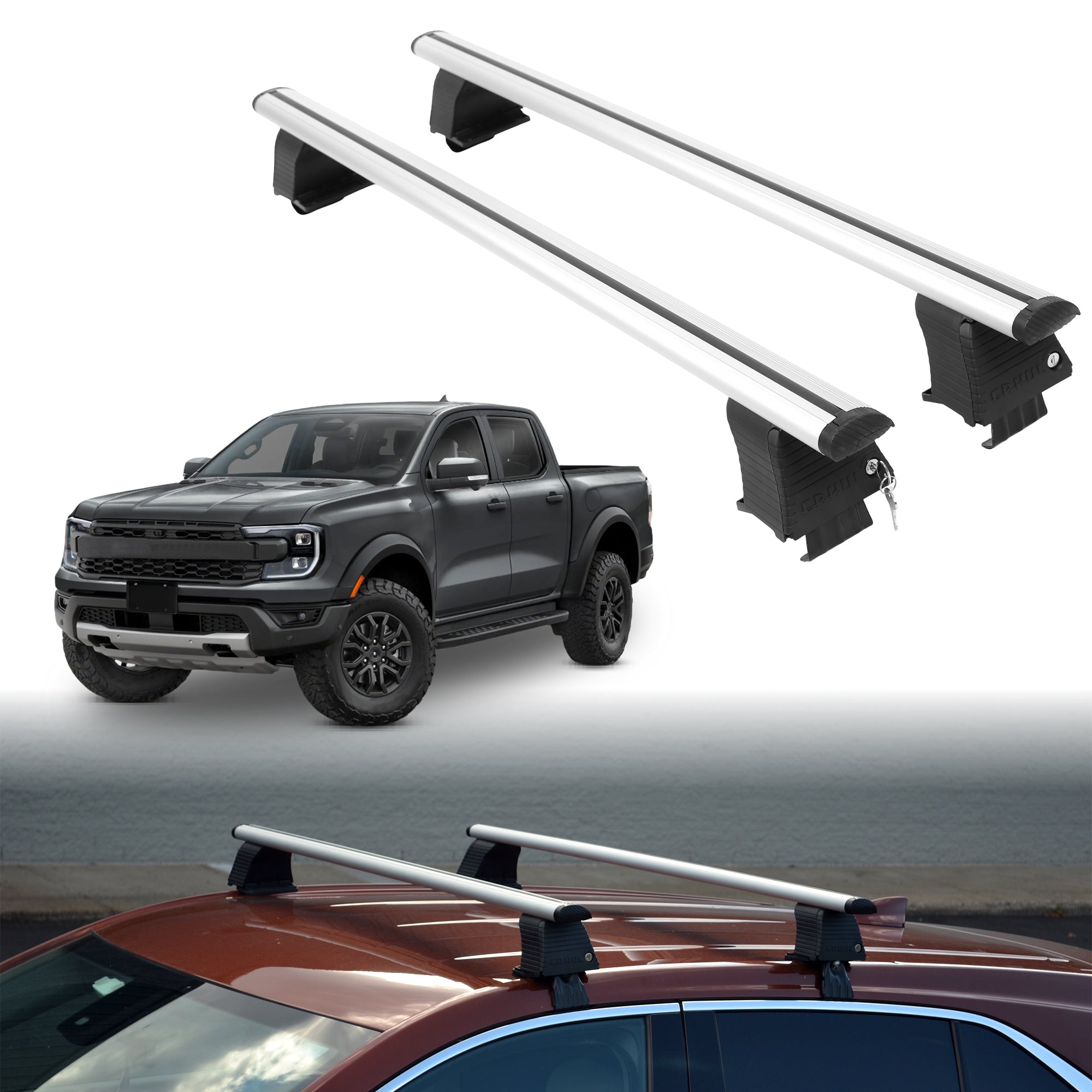 ERKUL Roof Rack Crossbars For FORD RANGER 2024-2026