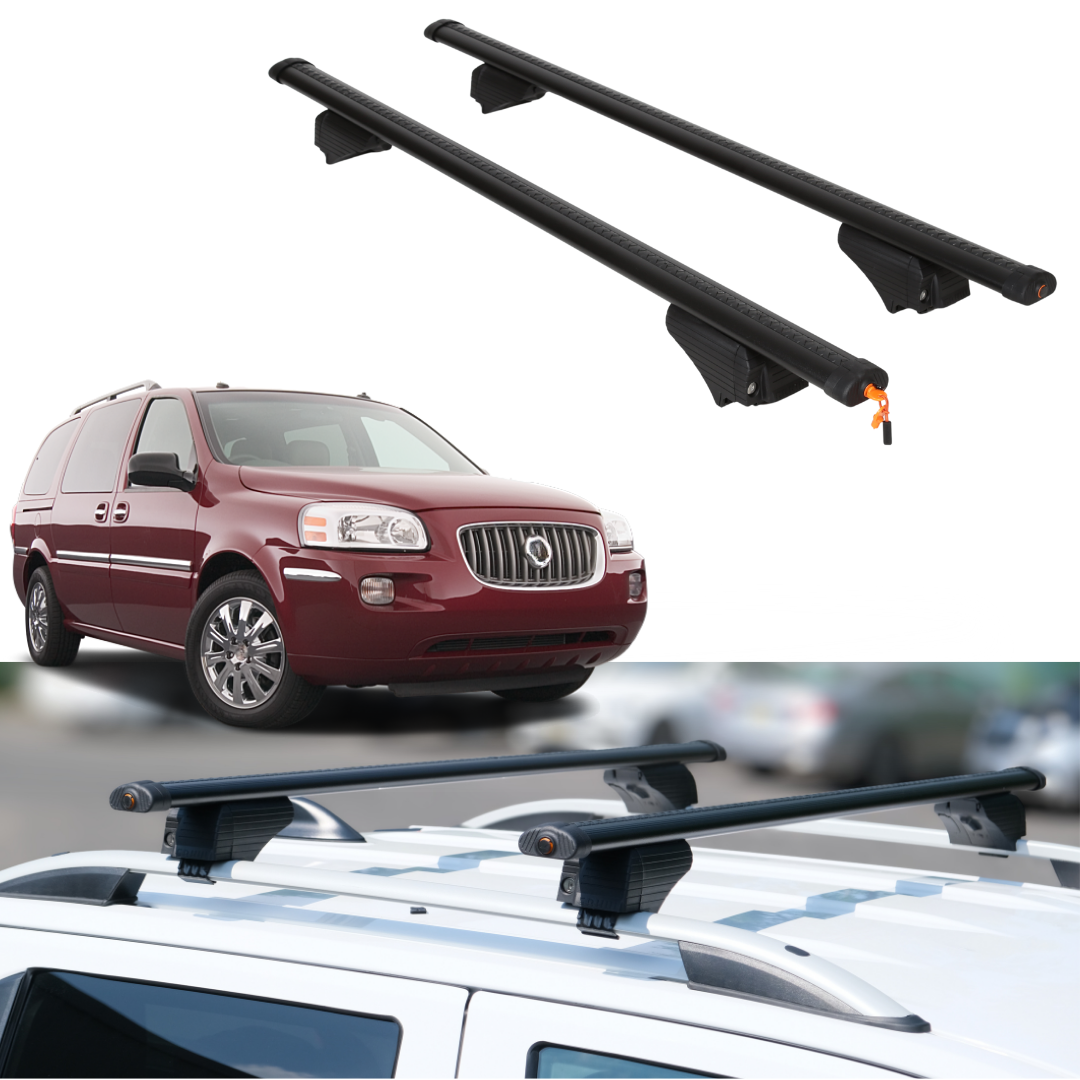 Roof Rack Crossbars for Buick Terraza 2005-2007 Fits Raised Rails - Black