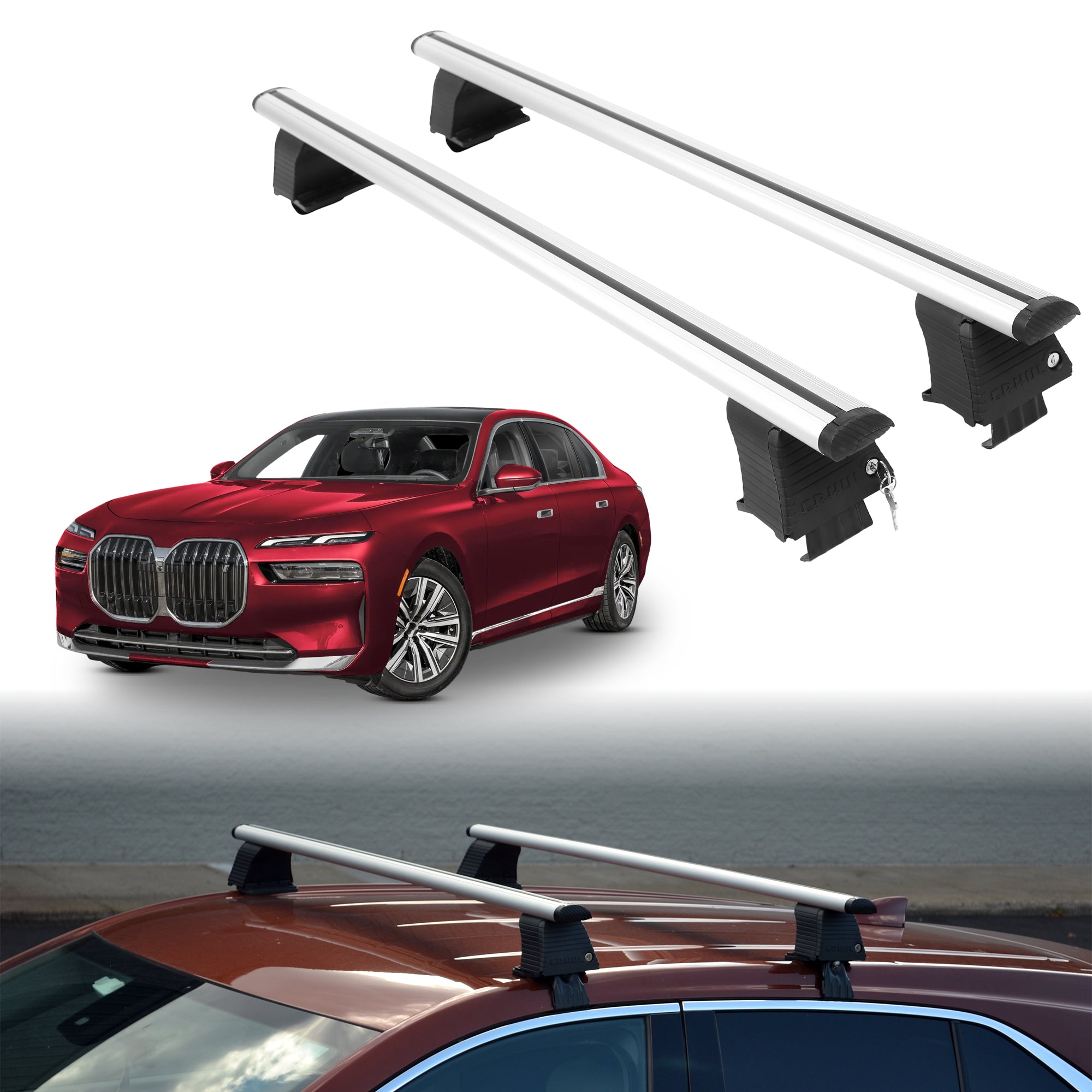 Roof Rack Crossbars for BMW i7 2023-2026 Fits Naked Roof - Silver