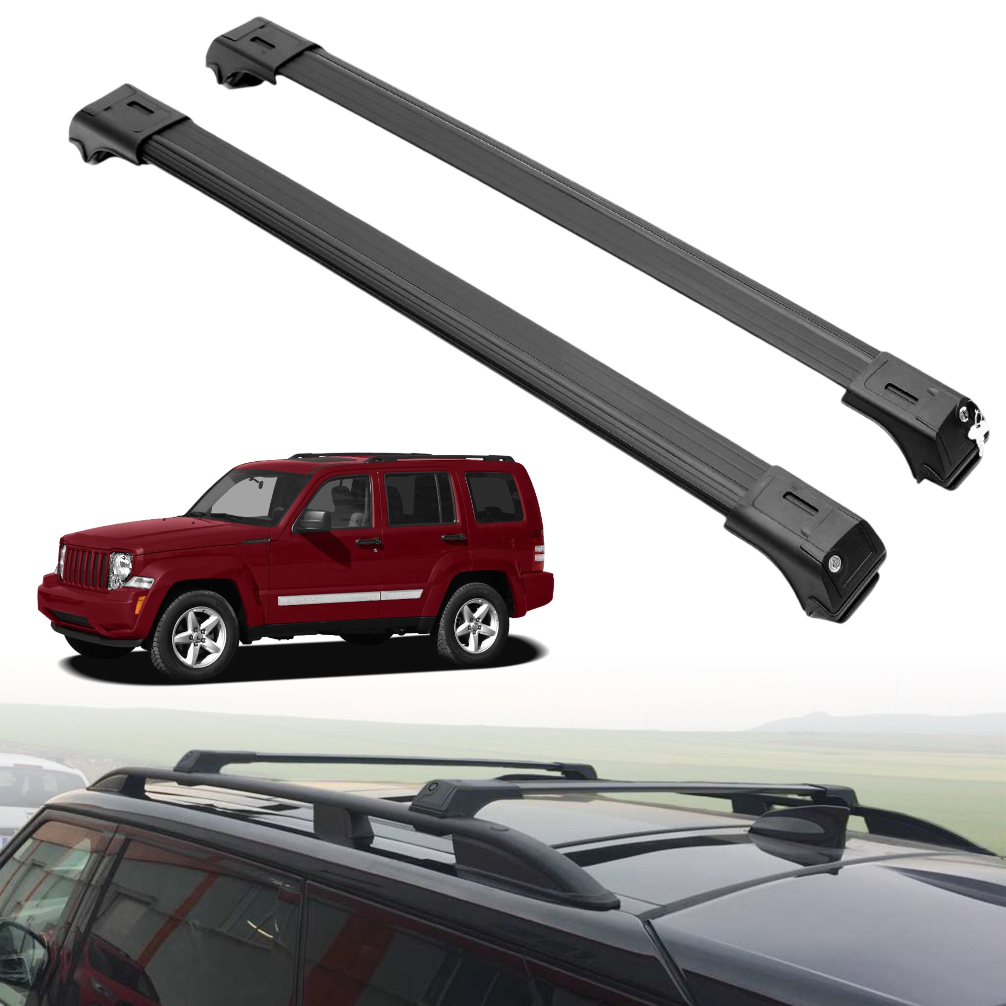 ERKUL Roof Rack Crossbars For JEEP LIBERTY 2008-2012