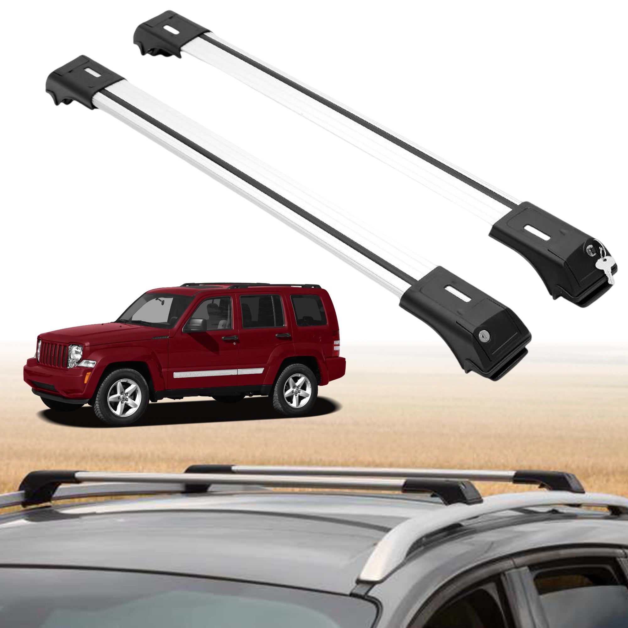 ERKUL Roof Rack Crossbars For JEEP LIBERTY 2008-2012