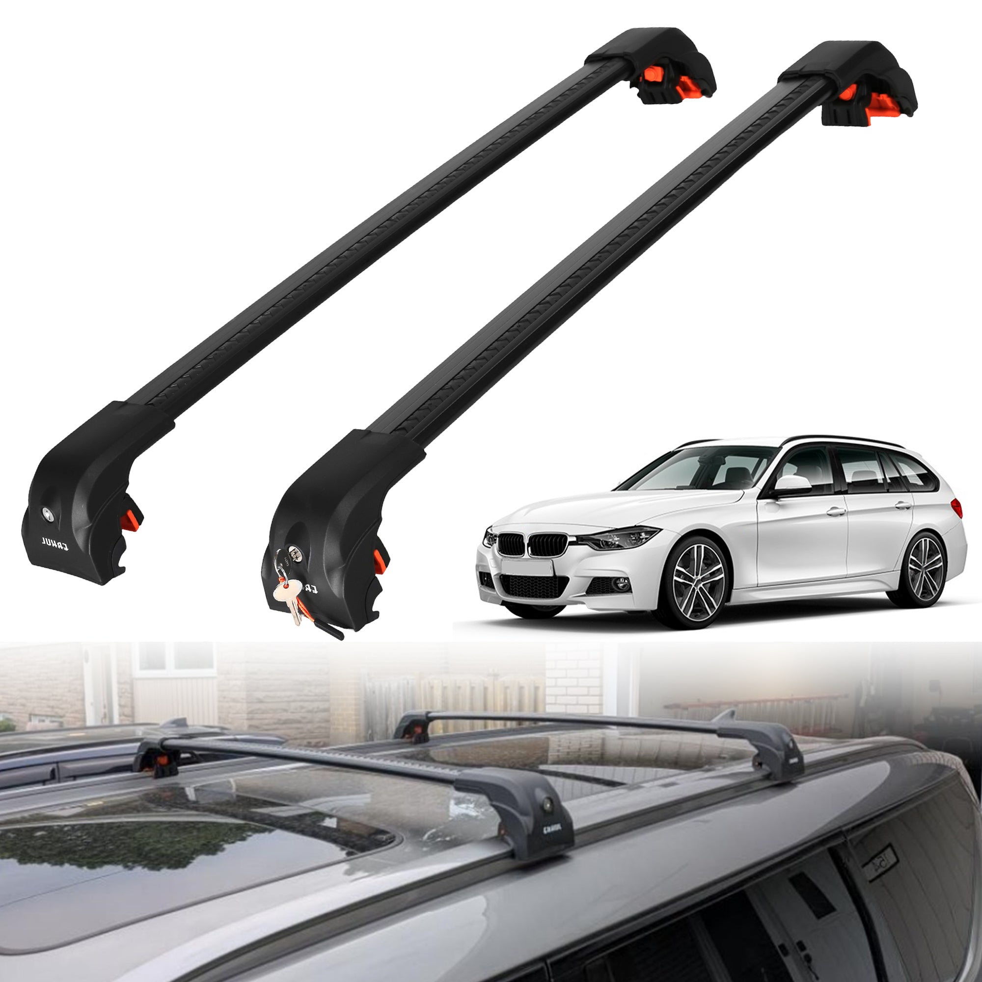 ERKUL Roof Rack Crossbars For BMW 3 SERIES TOURING 2012-2019
