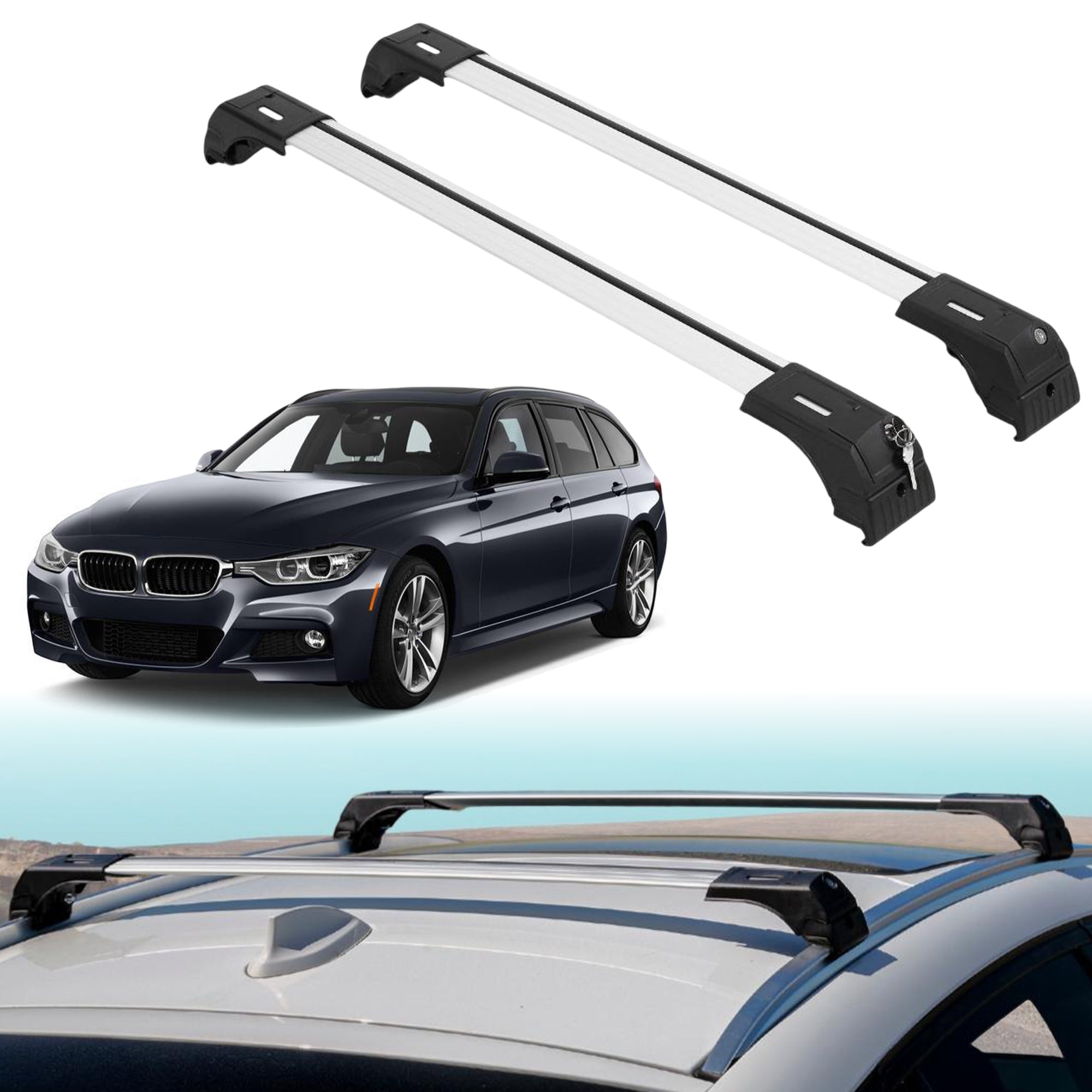 ERKUL Roof Rack Crossbars For BMW 3 SERIES TOURING 2012-2019