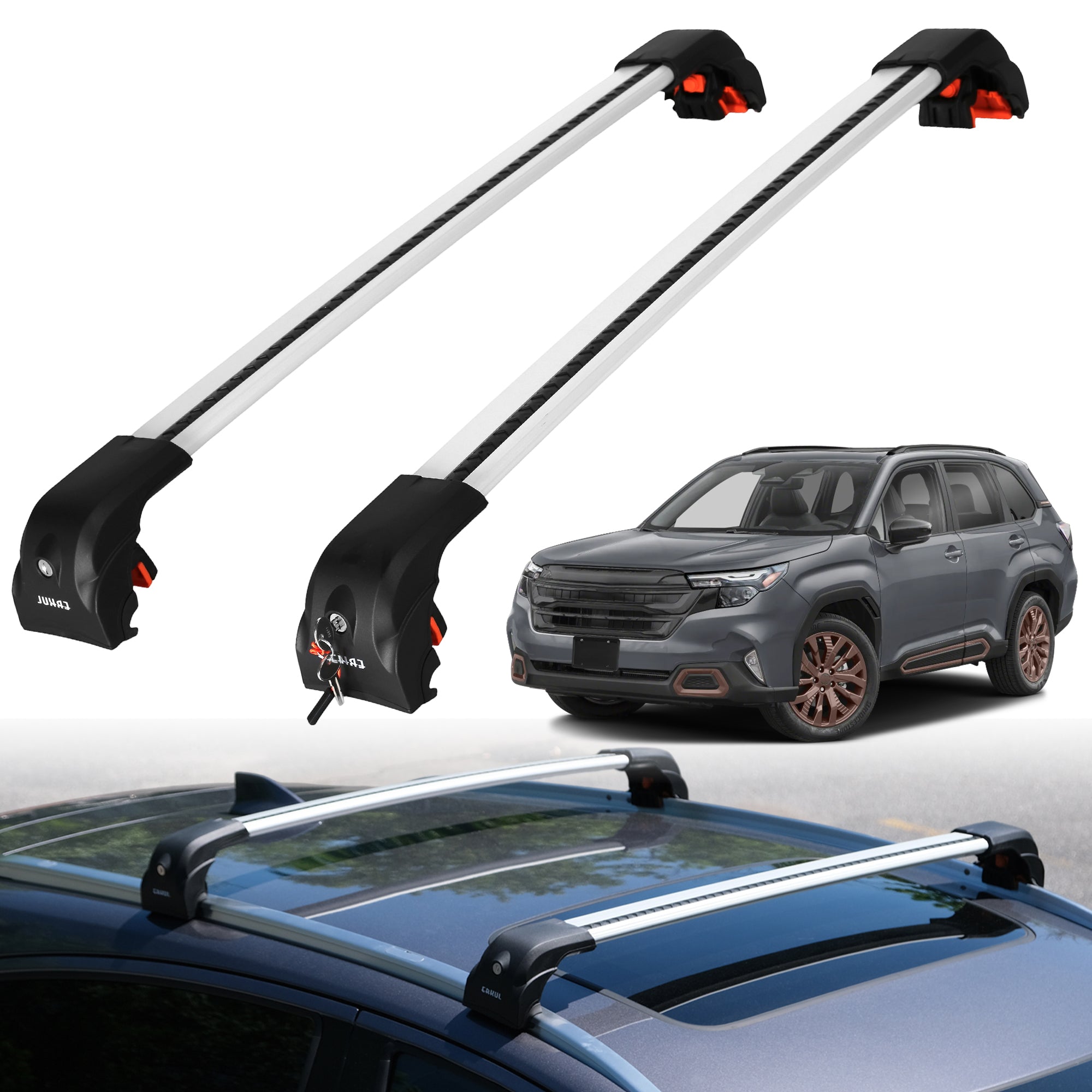 220 lbs Roof Rack Crossbars for Subaru Forester 2025-2026 - Silver