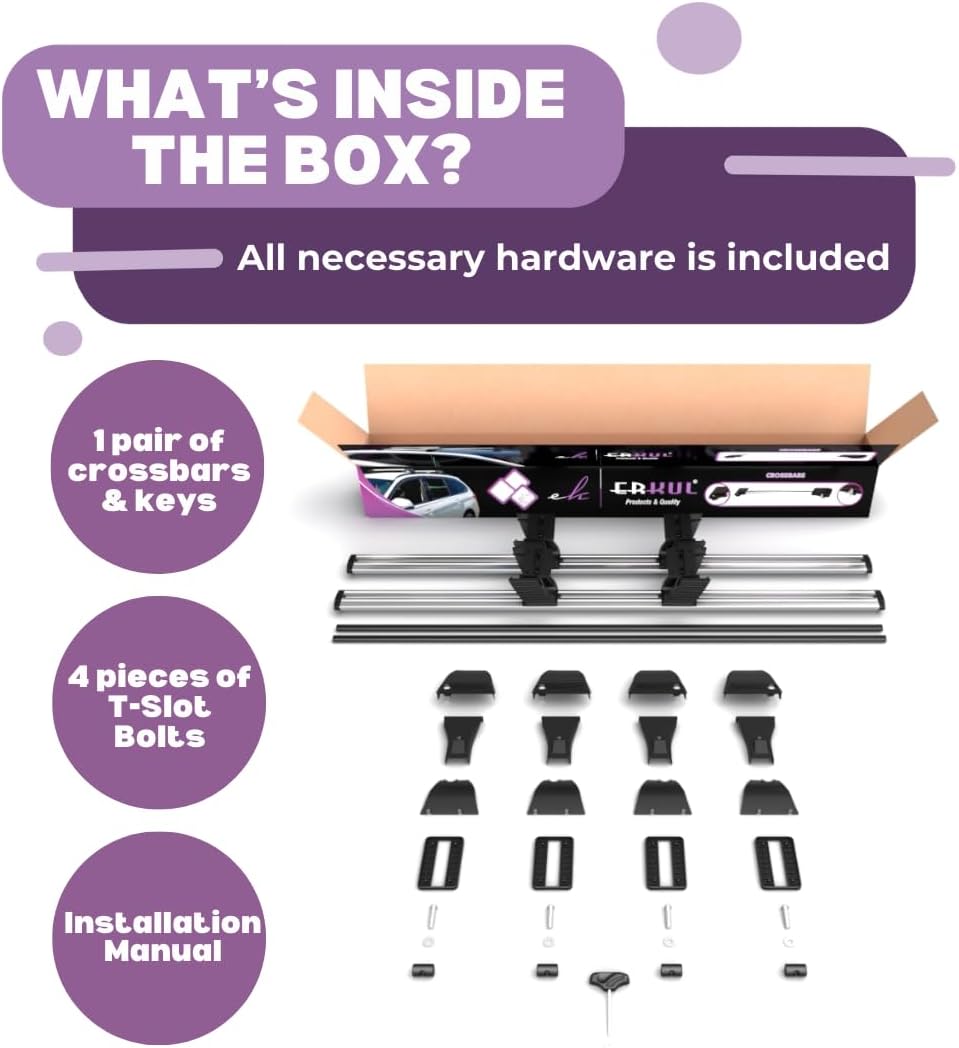 Erkul Universal Roof Rack Cross Bars for Naked Roofs - Sedans & SUVs