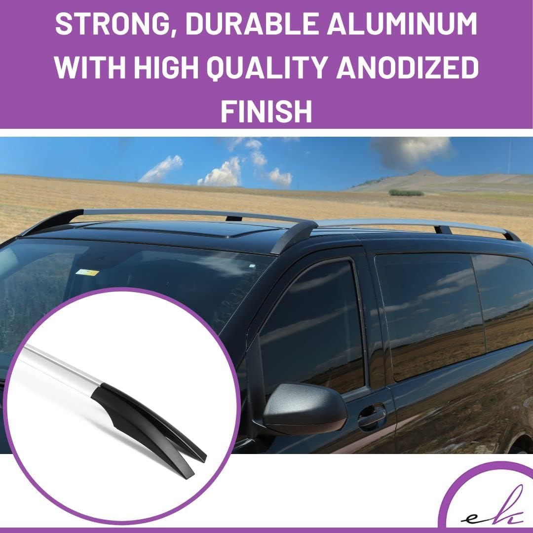 ERKUL Set of Roof Side Rails Rack&Crossbar for Mercedes Metris Long 14-23 Silver