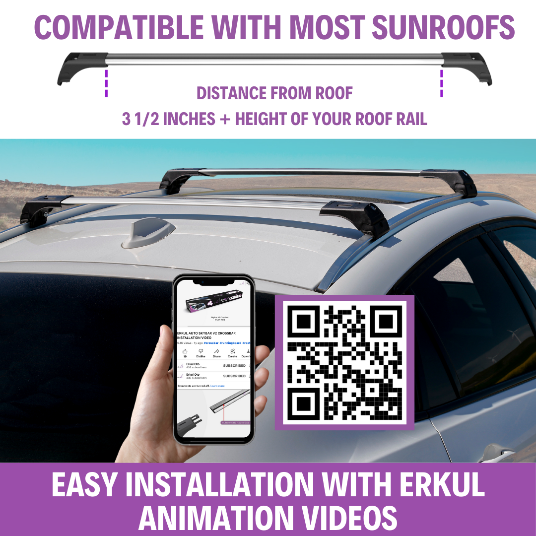 ERKUL Roof Rack Cross bars Fits Audi Q3 2012-2018 Fits Flush Rails Silver