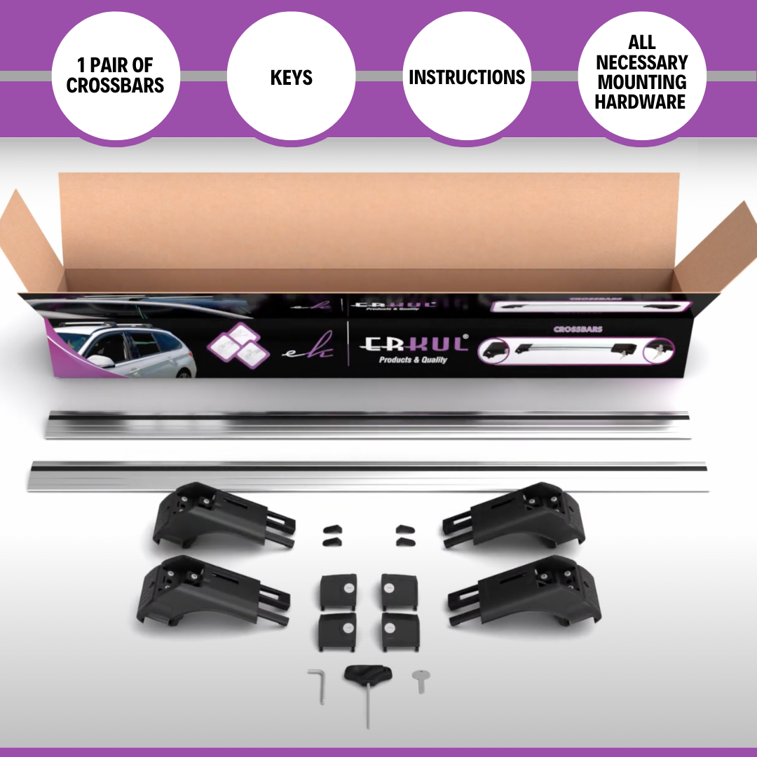 ERKUL Roof Rack Cross Bars Fits Mercedes GLC 300 16-22 Aluminum Lockable Silver