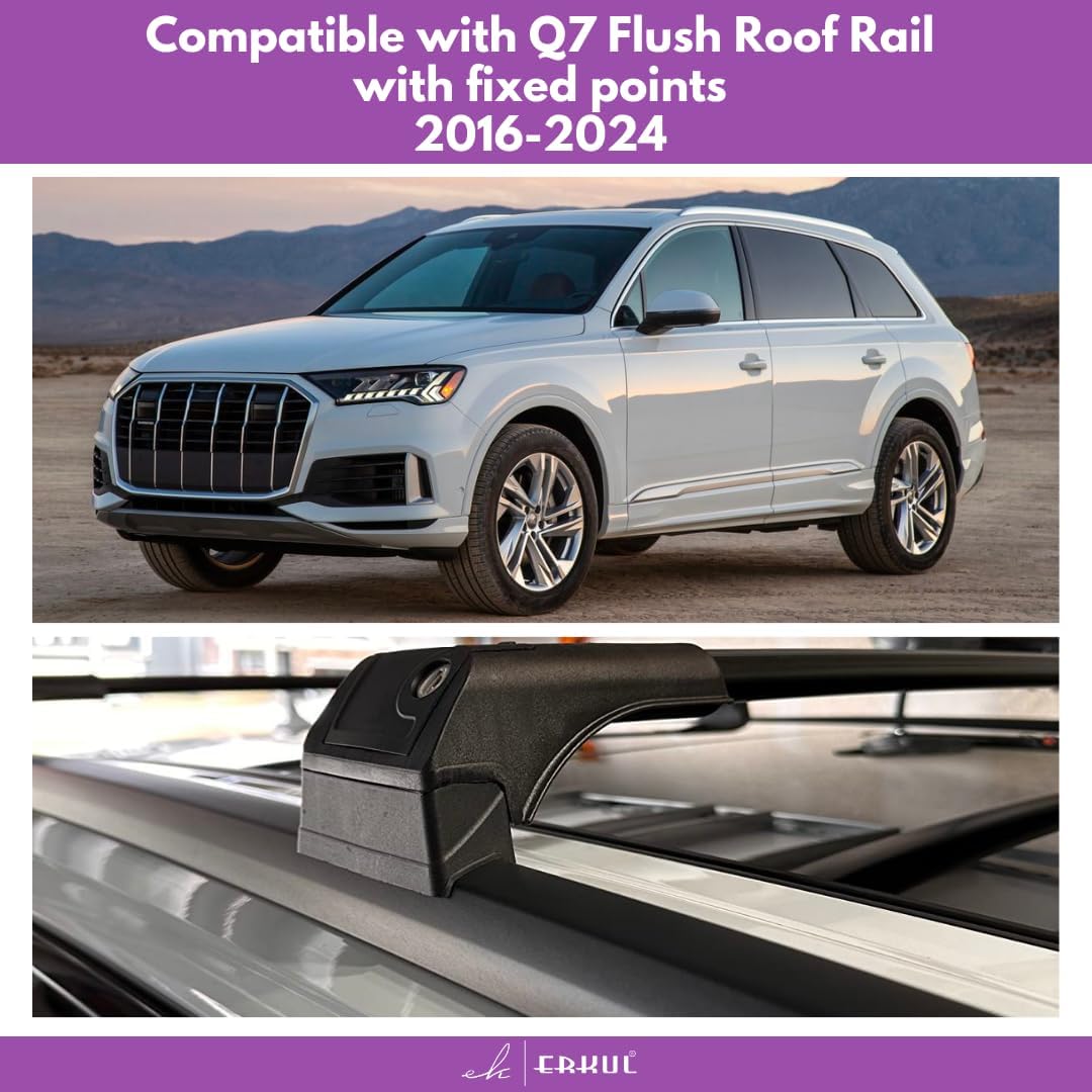 220lbs Roof Rack Crossbars for Audi Q7 2017-2026 Fits Fixed Points Roofs - Black