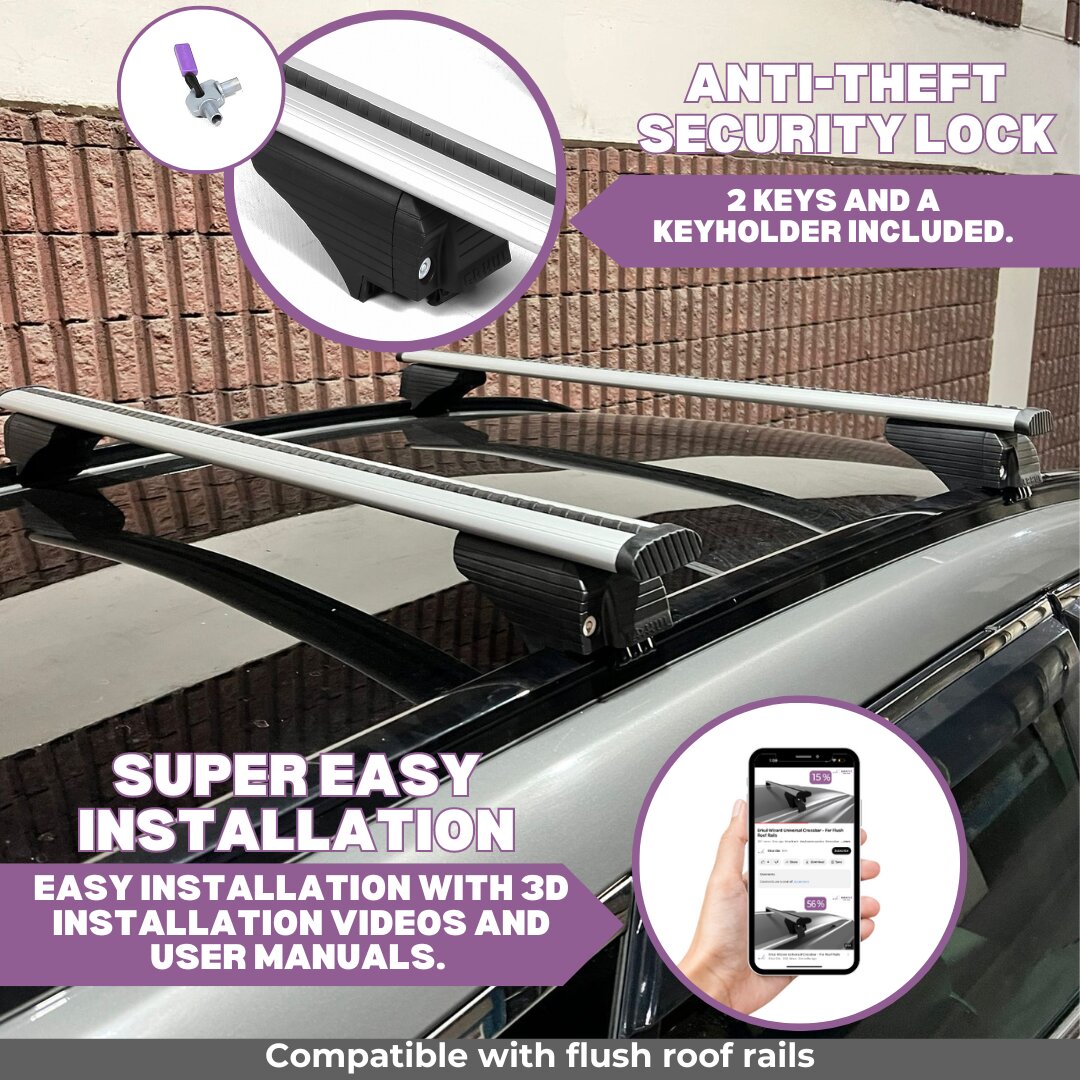 ERKUL Roof Rack Cross Bars for Mitsubishi Eclipse Cross 2018-2026 - Silver