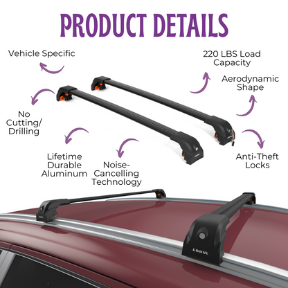 Heavy Duty 220 LBS Roof Rack Cross Bars for Alfa Romeo Stelvio 2018-2026 - Black