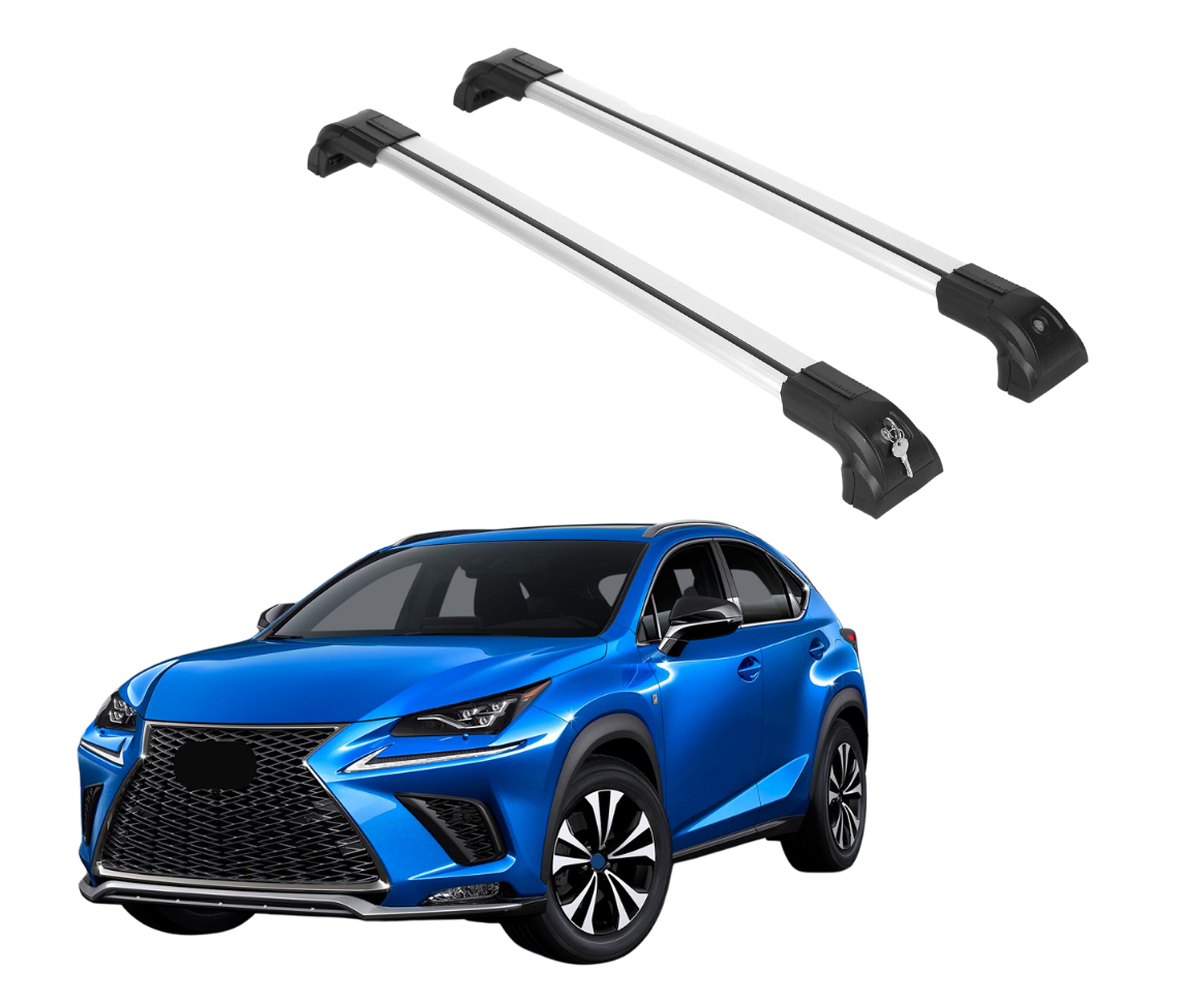 Erkul Roof Rack Crossbars Fits Lexus Nx200t 300 300h 2015-21 Metal Mounts Silver