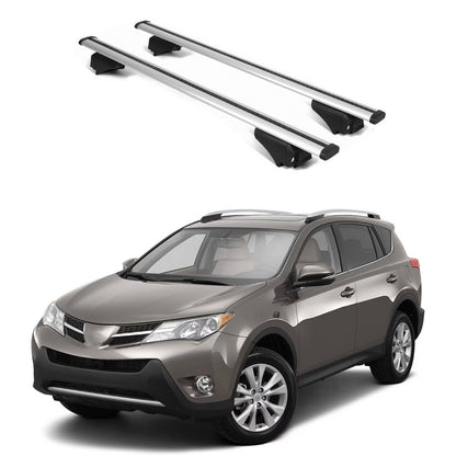 ERKUL Roof Rack Cross Bars for Toyota RAV4 2013-2018 for Raised Rails - Silver