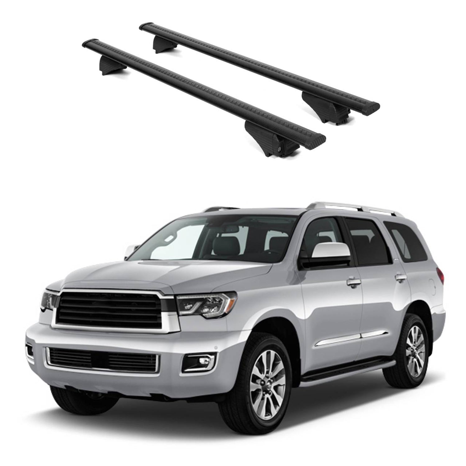 ERKUL Roof Rack Cross Bars for Toyota Sequoia 2008-2022 for Raised Rails - Black