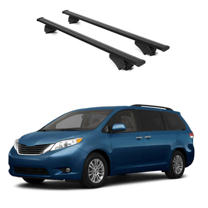 ERKUL Roof Rack Cross Bars for Toyota Sienna 2011-2020 for Raised Rails - Black
