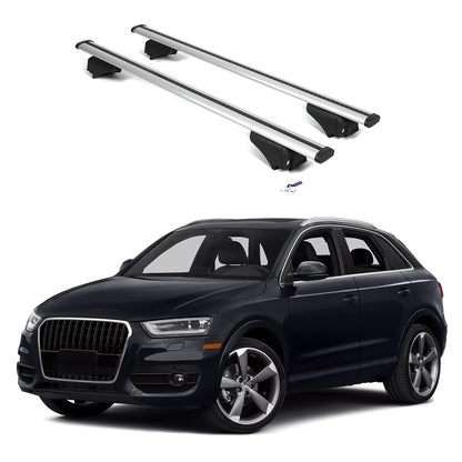 ERKUL Roof Rack Cross Bars for Audi Q3 2015-2018 with Flush Rails - Silver