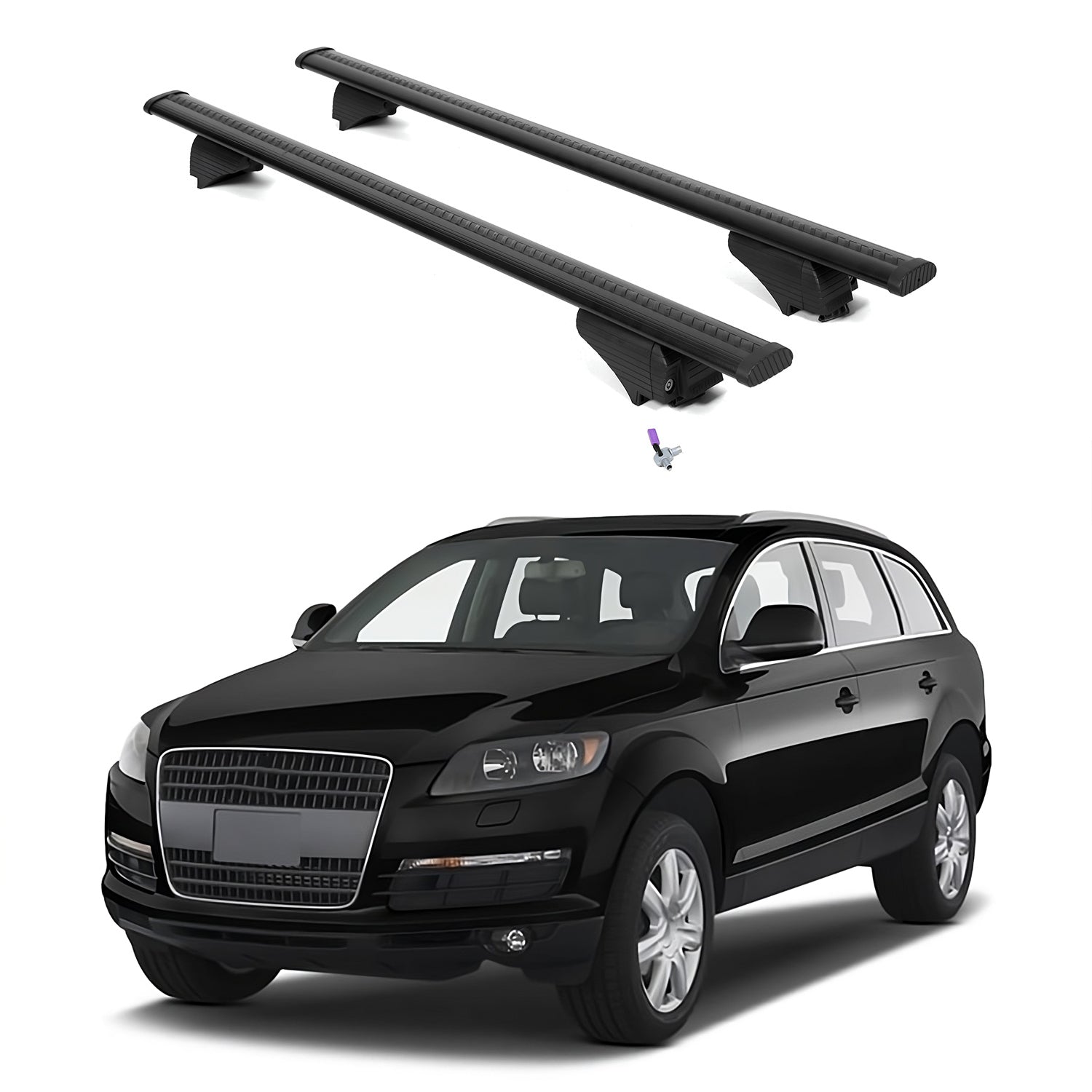 ERKUL Roof Rack Cross Bars for Audi Q7 2007-2015 with Flush Rails - Black