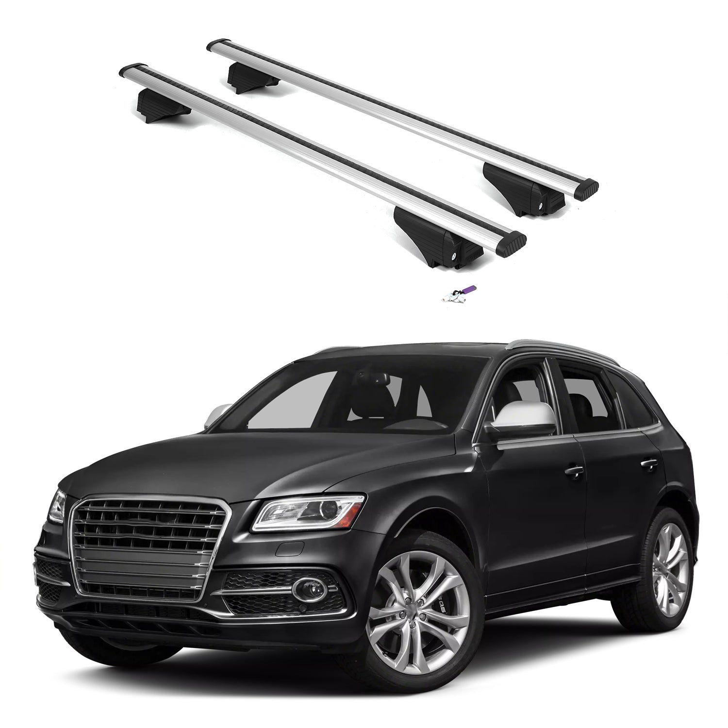 ERKUL Roof Rack Cross Bars for Audi SQ5 2014-2017 with Flush Rails - Silver