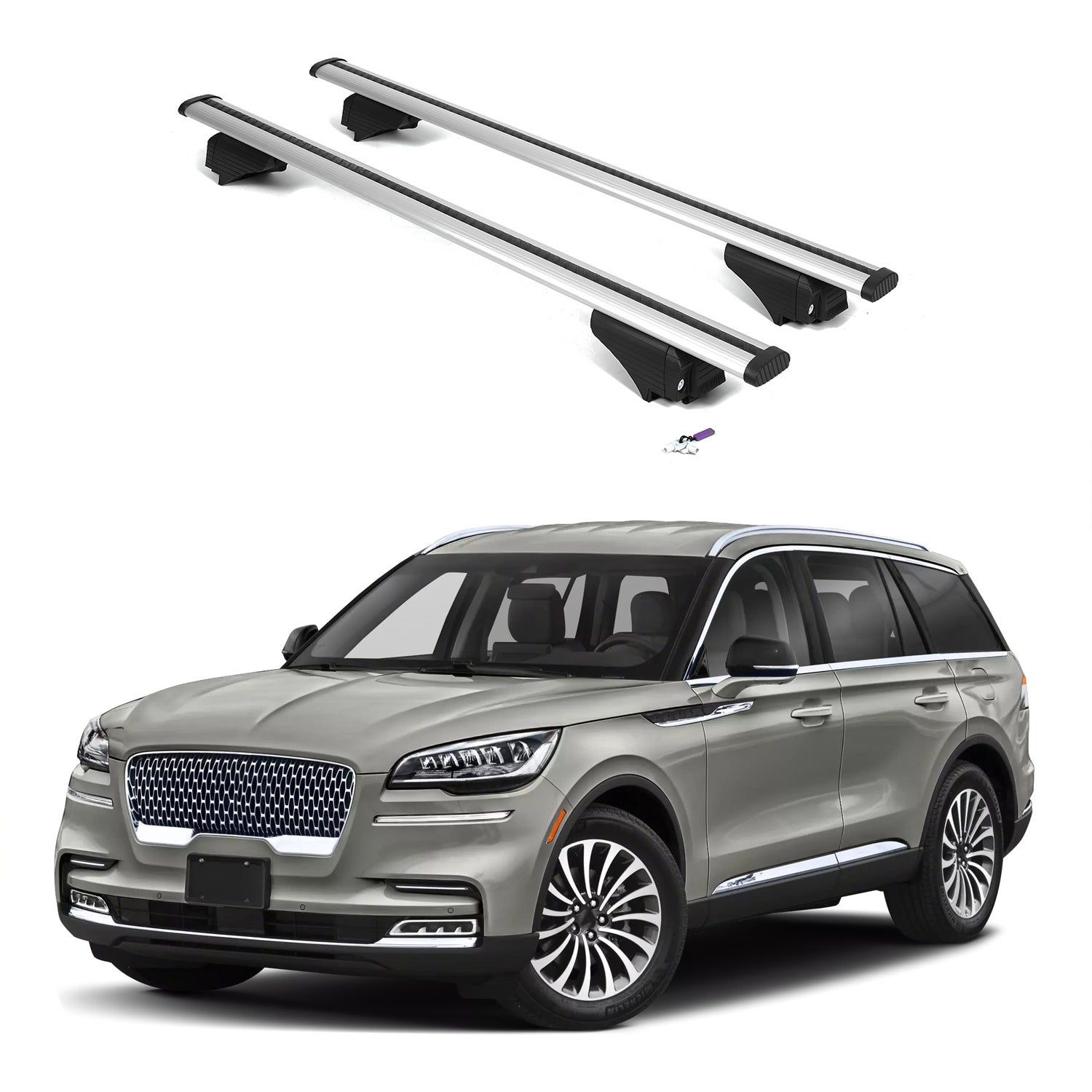 ERKUL Roof Rack Cross Bars for Lincoln Aviator 2020-2026 - Flush Rails - Silver