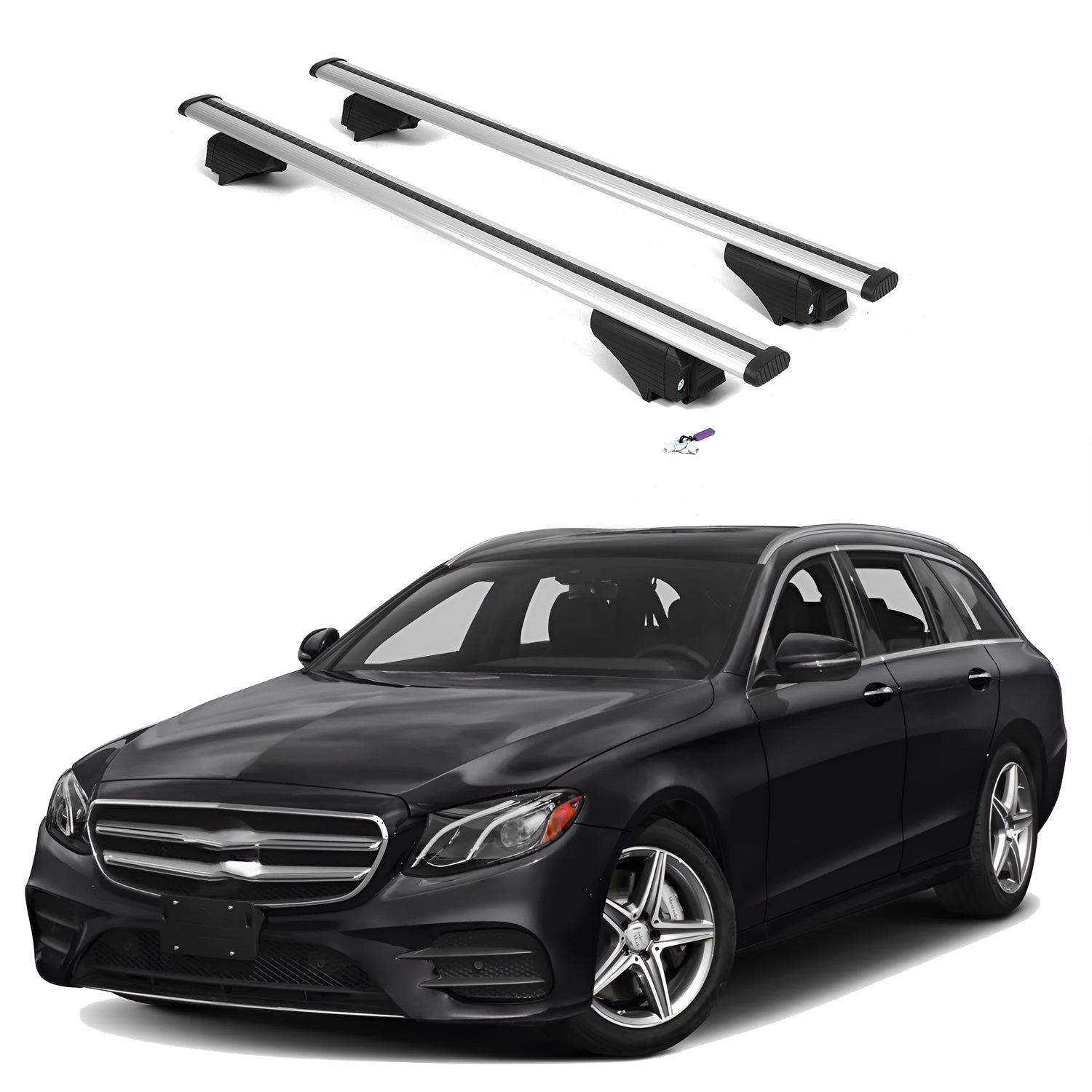 ERKUL Roof Rack Cross Bars for Mercedes Benz E-Class 2017-2023 - Silver