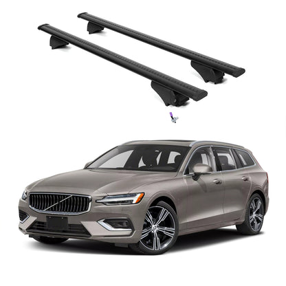ERKUL Roof Rack Cross Bars for Volvo V60 2019-2026 with Flush Rails - Black