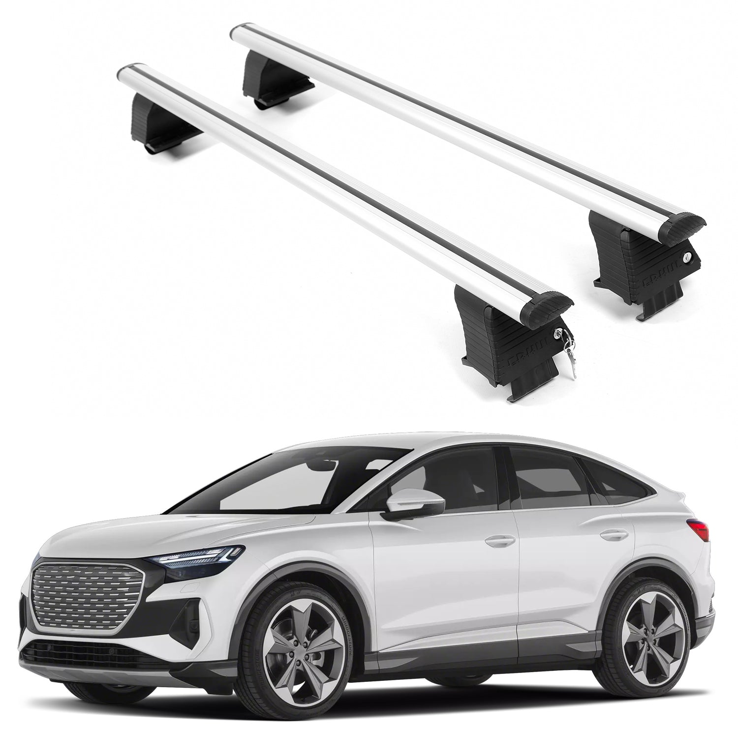ERKUL Roof Rack Crossbars For AUDI Q4 E-TRON SPORTBACK 2022-2026 Naked Roof Aluminum Silver