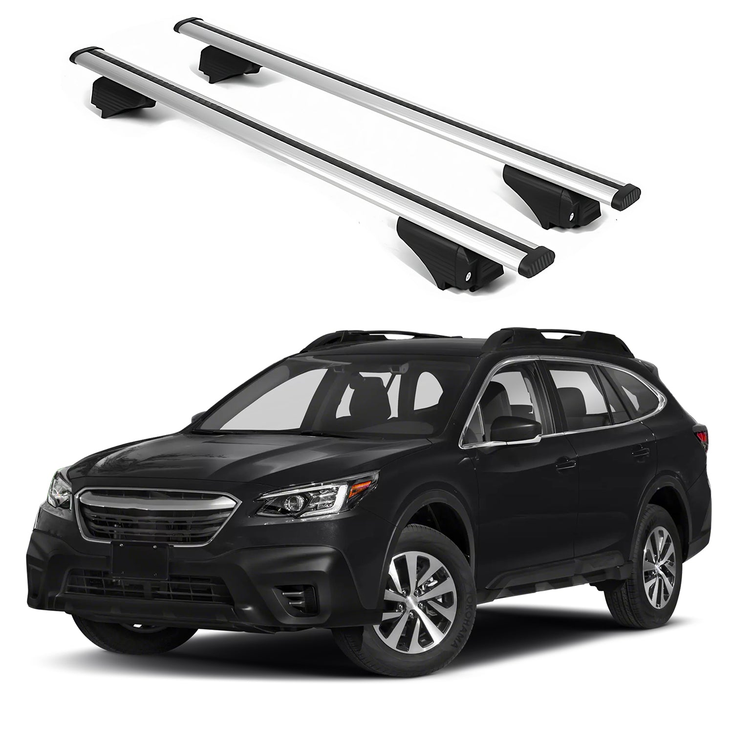 ERKUL Roofrack Cross Bars for Subaru Outback(Wilderness Trim only)  2020-2025 for Raised Rails - Silver